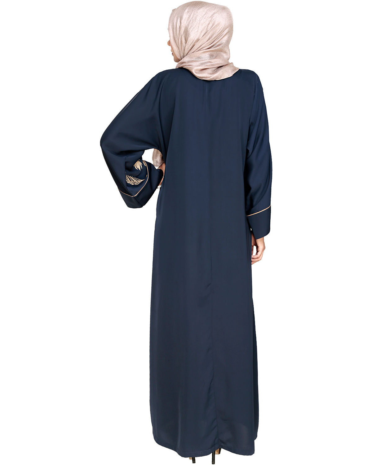 Feather Embroidered Dubai Style Blue Abaya Blue
