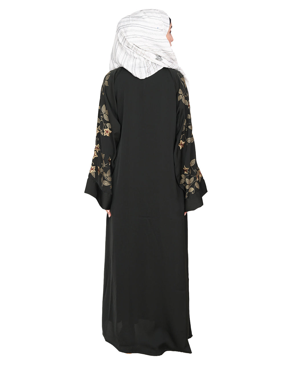 Alluring Floral Embroidery Dubai Style Abaya Olive Green