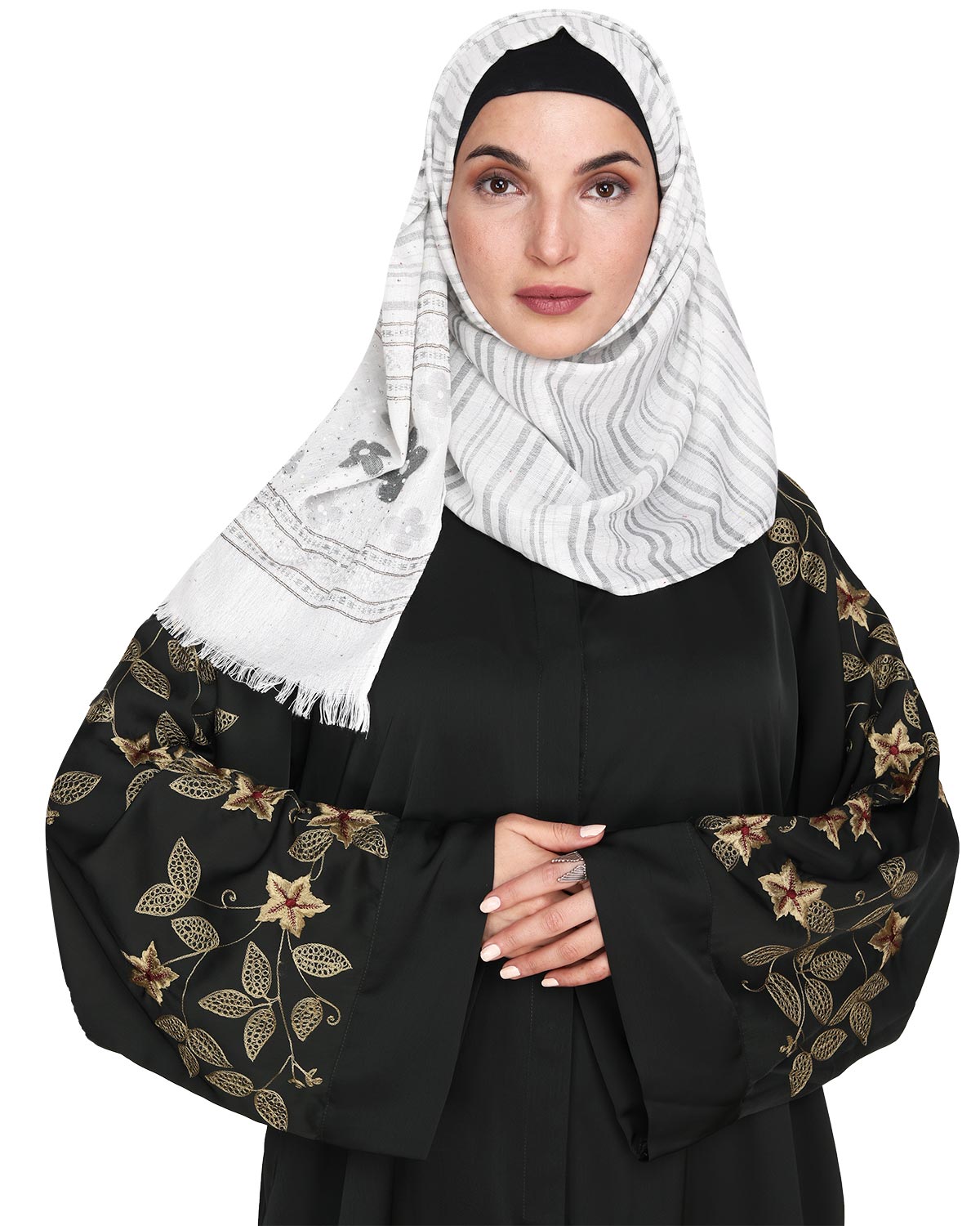 Alluring Floral Embroidery Dubai Style Abaya Olive Green