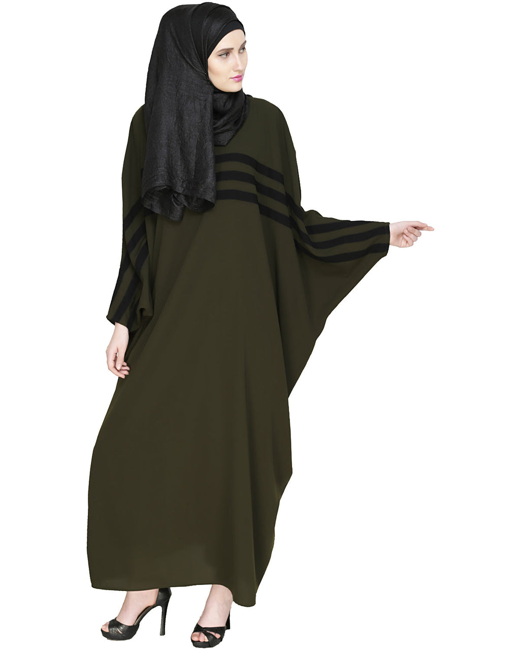 Sporty Kaftan With Black Detailing Black