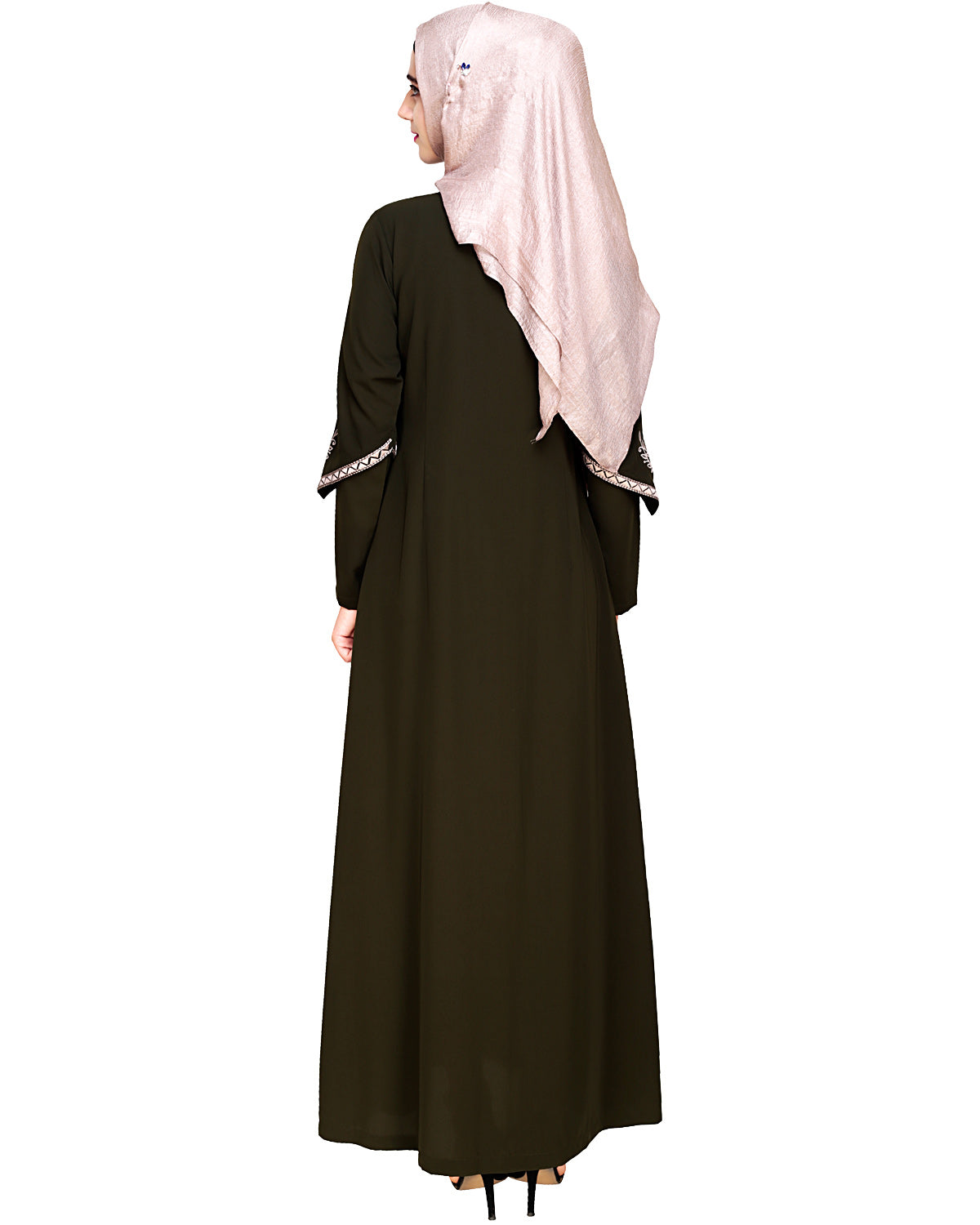 Bygone Front Zipper Abaya Olive