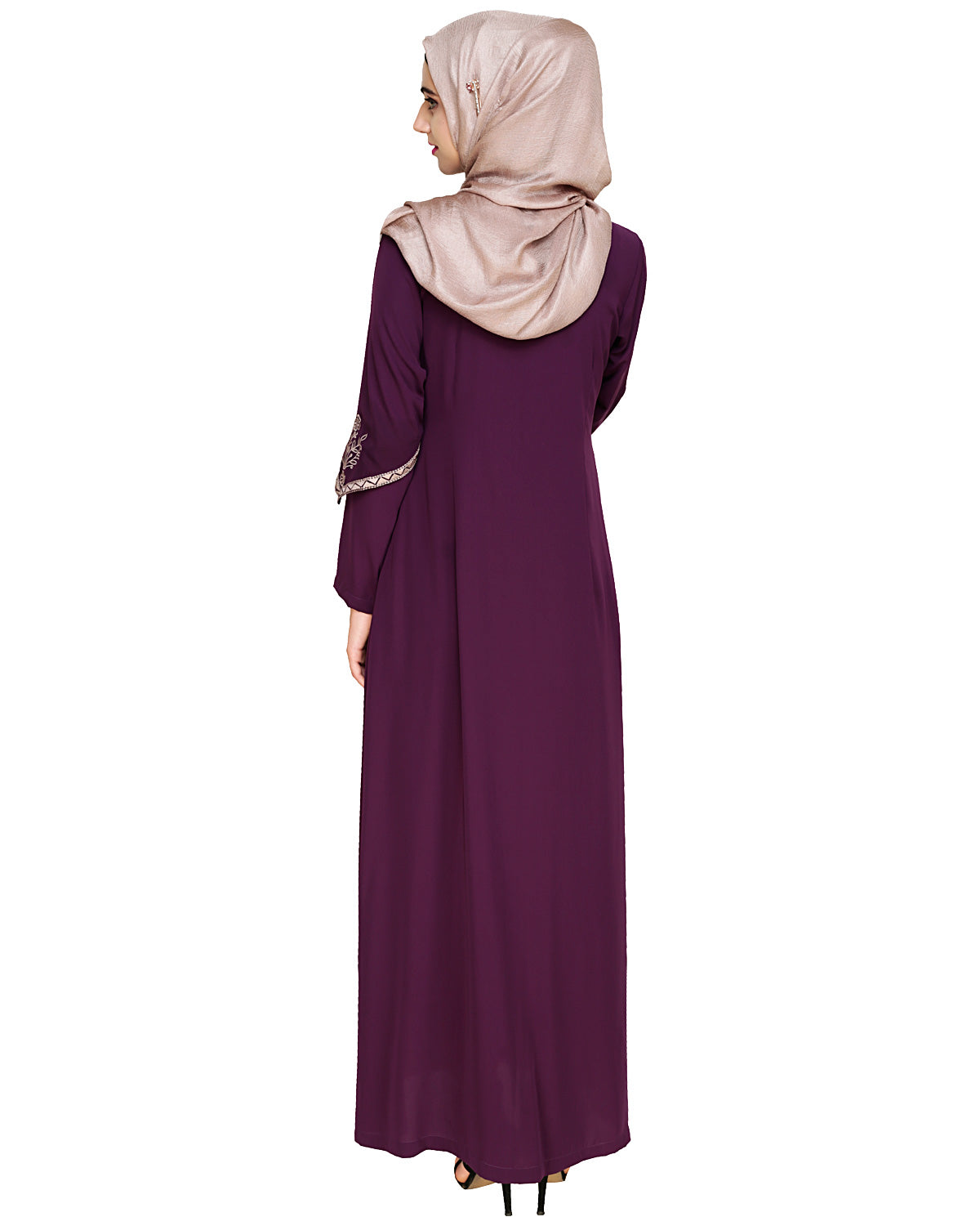 Bygone Front Zipper Abaya Purple
