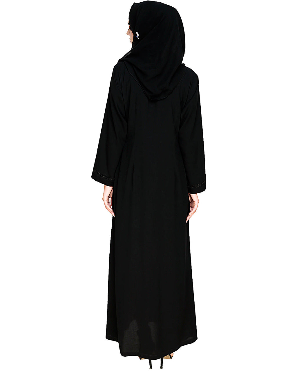 Exquisite Stone Work Stylish Black Dubai Style Abaya Black
