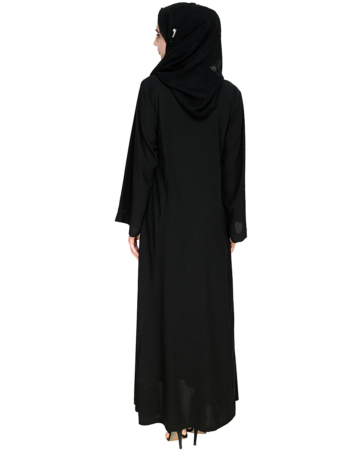 Exquisite Stone Work Designer Black Dubai Style Abaya Black