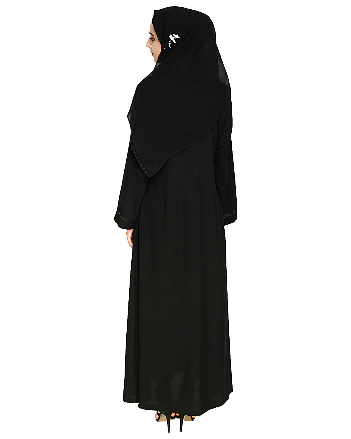Exquisite Stone Work Sleek Black Dubai Style Abaya Black