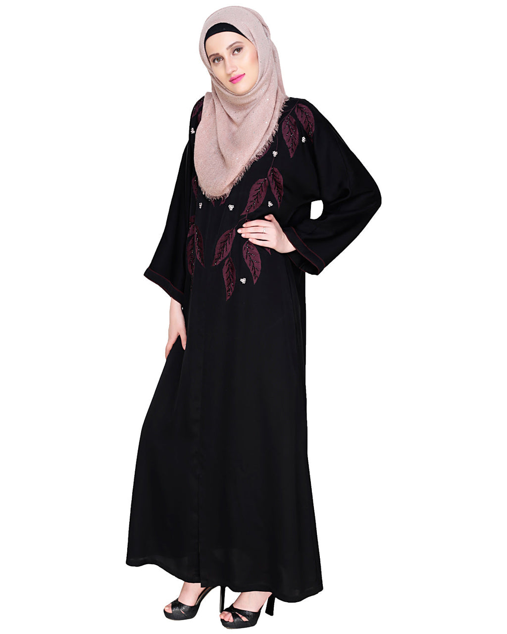 Blossomy Dubai Style Abaya Black
