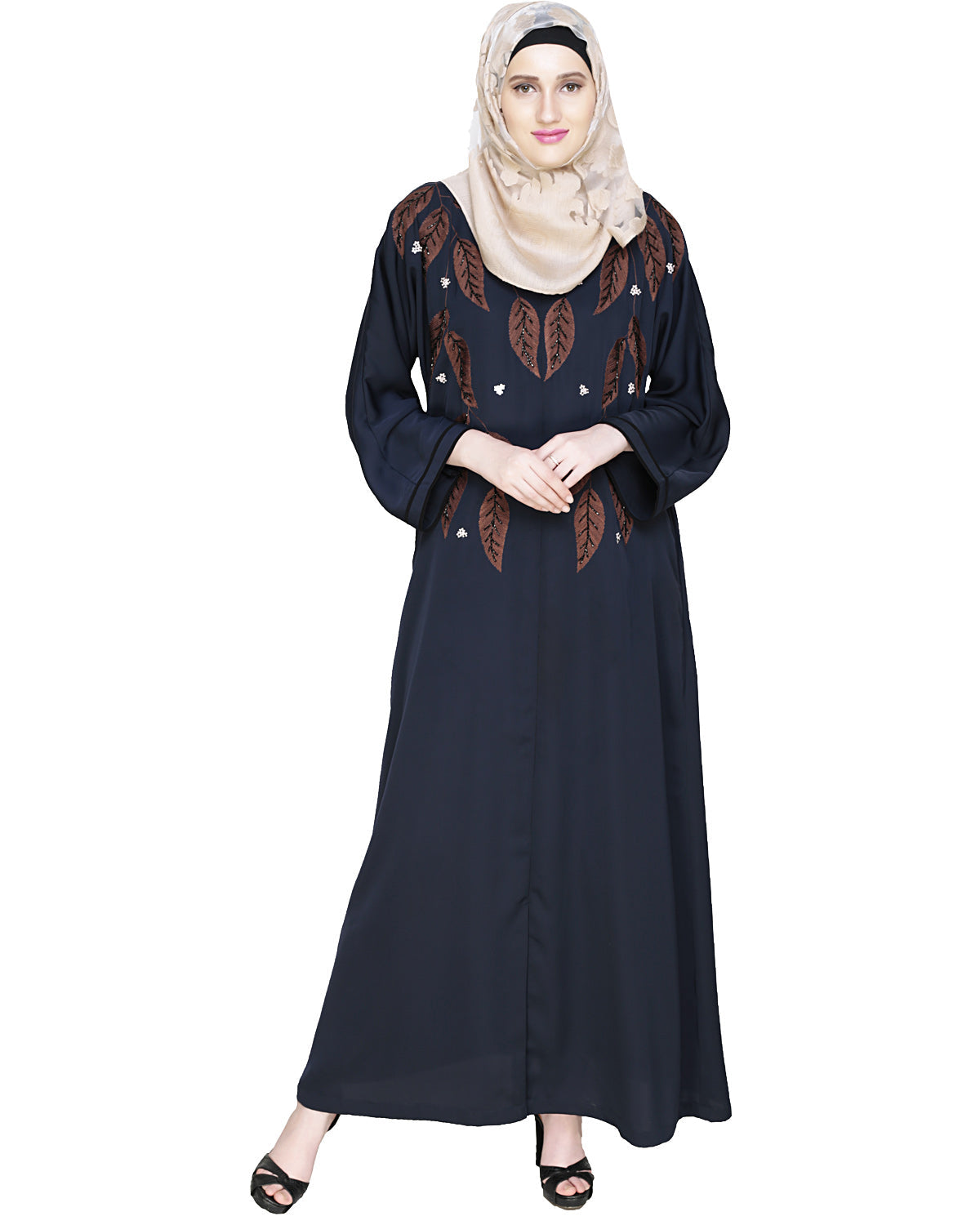 Blossomy Dubai Style Abaya Blue