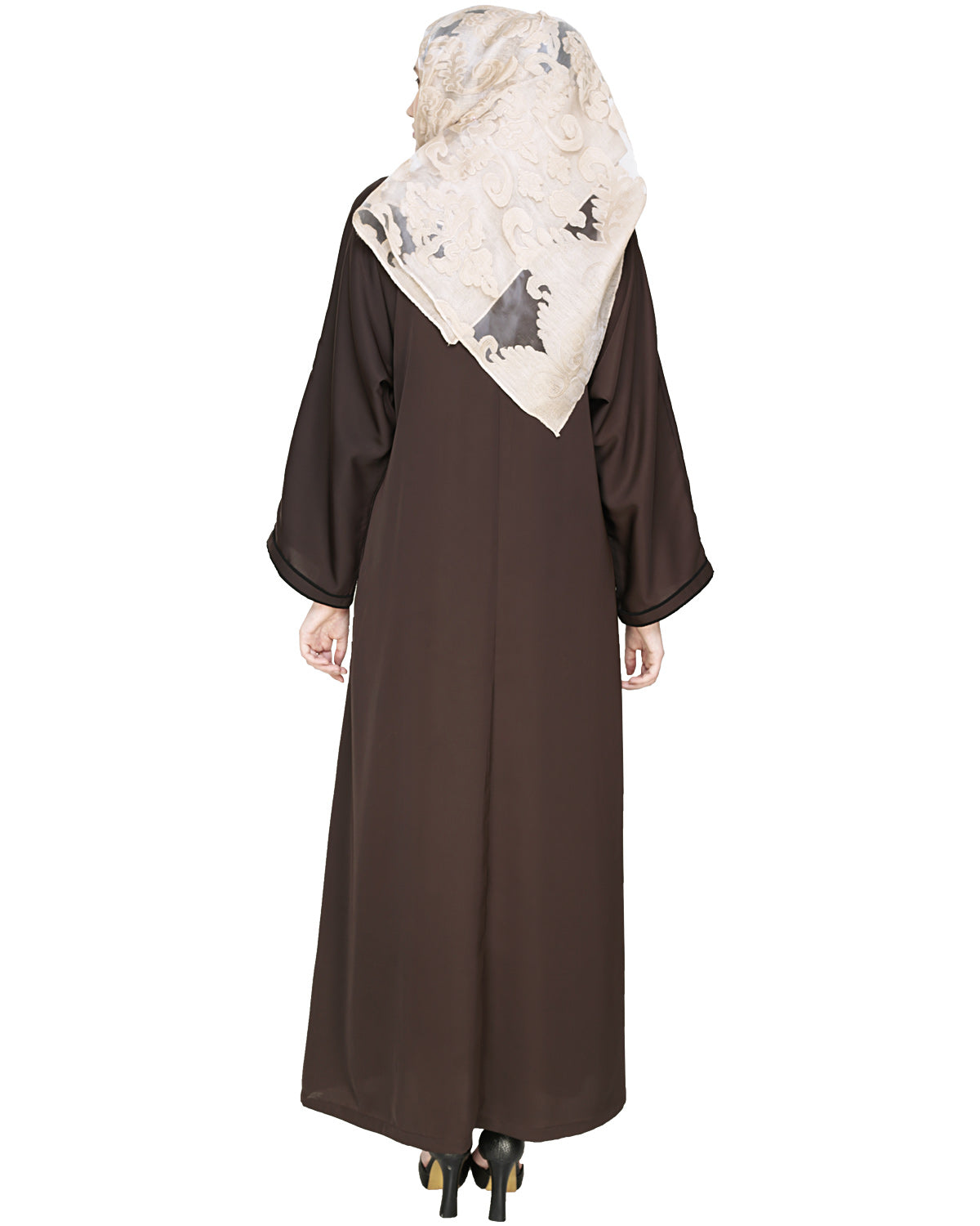 Blossomy Dubai Style Abaya Dark Brown