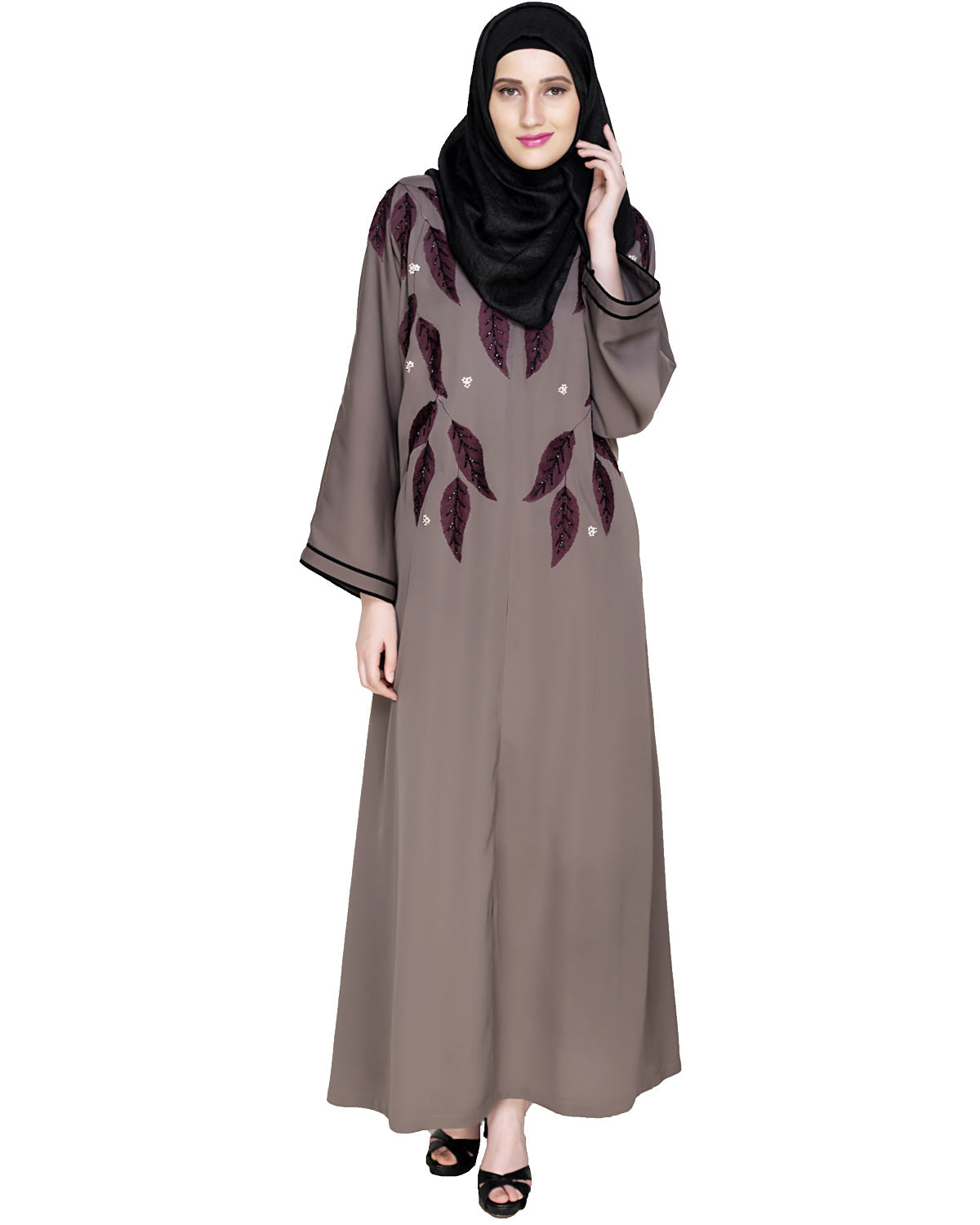 Blossomy Dubai Style Abaya Umber Brown