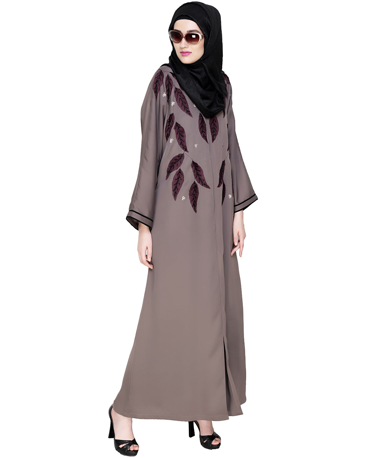 Blossomy Dubai Style Abaya Umber Brown