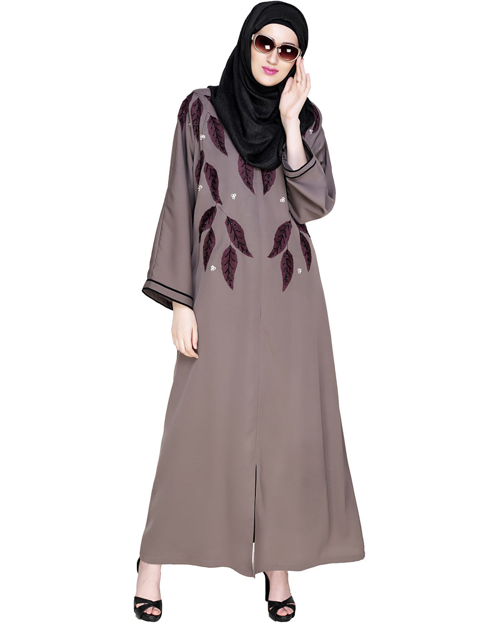 Blossomy Dubai Style Abaya Umber Brown