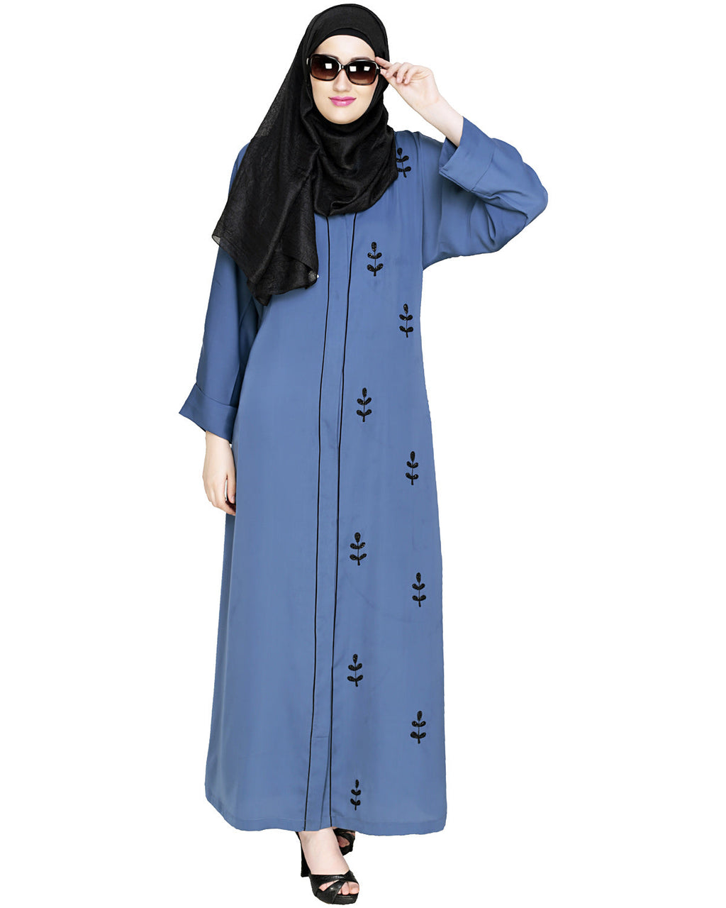 Botanic Beaded Dubai Style Abaya Oak Brown