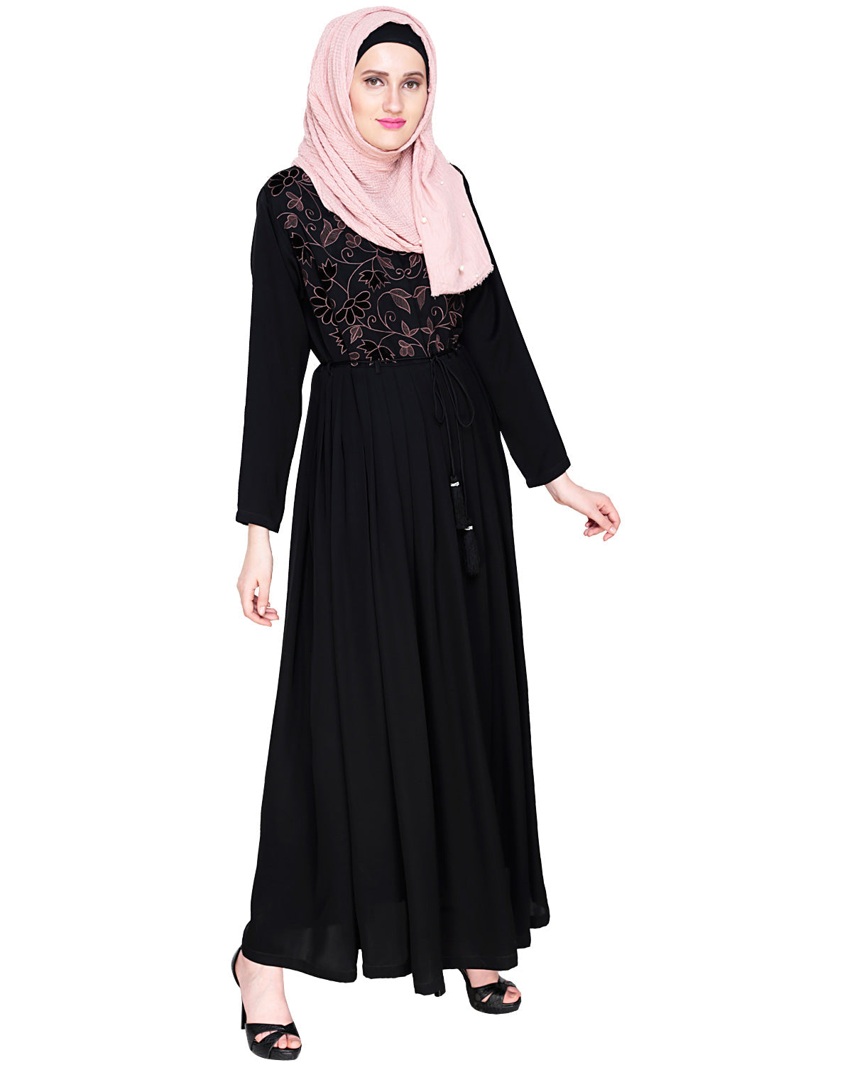 Sylvan Pleated Dubai Style Abaya Black S