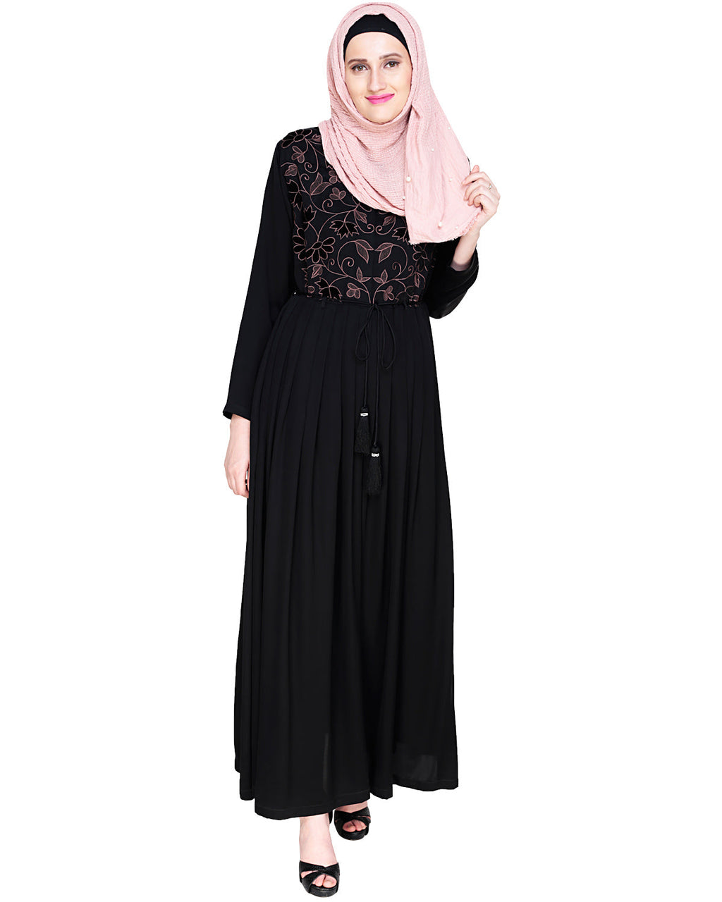 Sylvan Pleated Dubai Style Abaya Black S