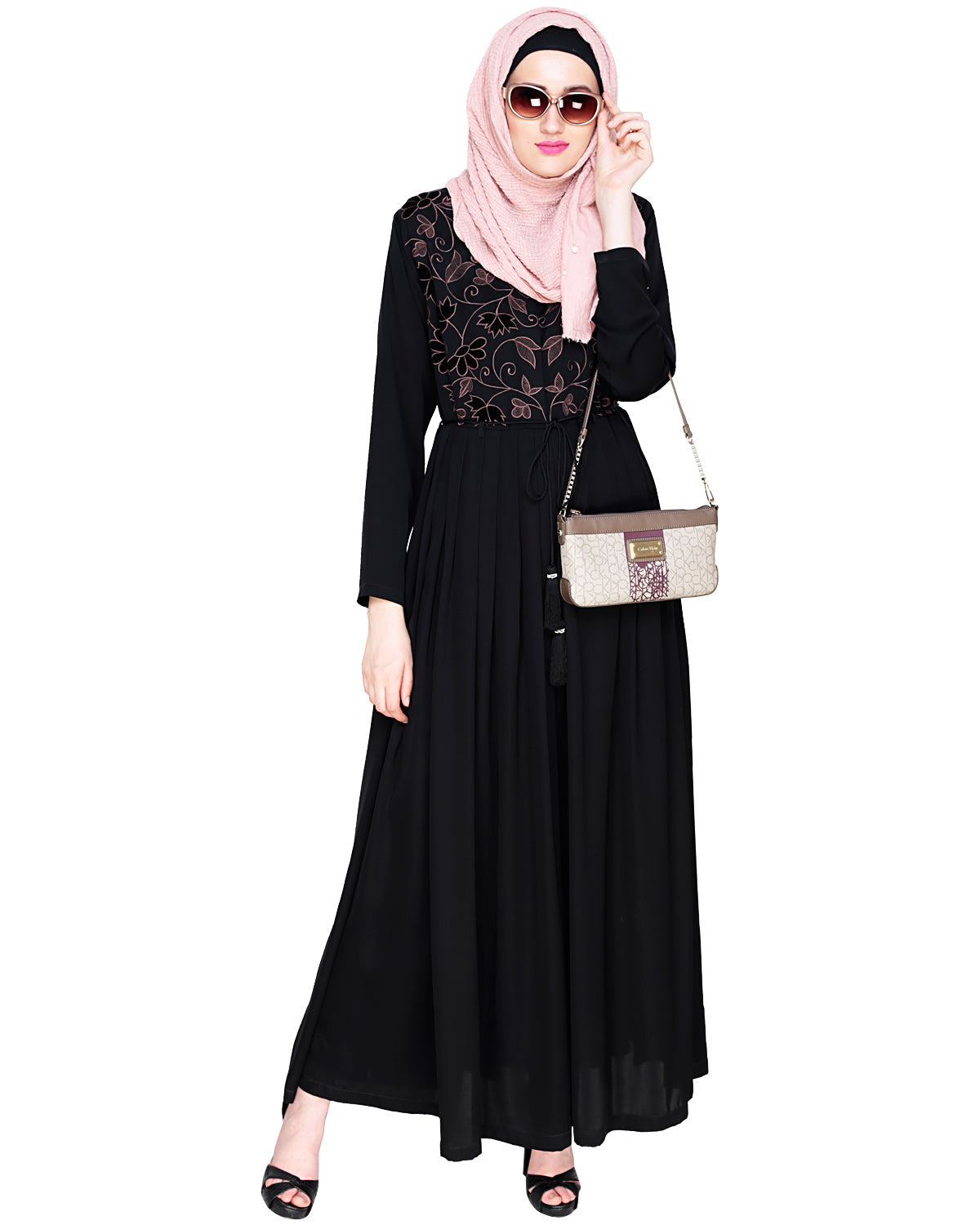 Sylvan Pleated Dubai Style Abaya Black S