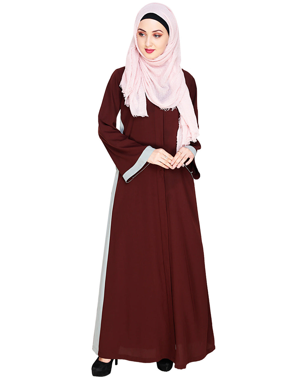 Side Panelled Abaya Brown