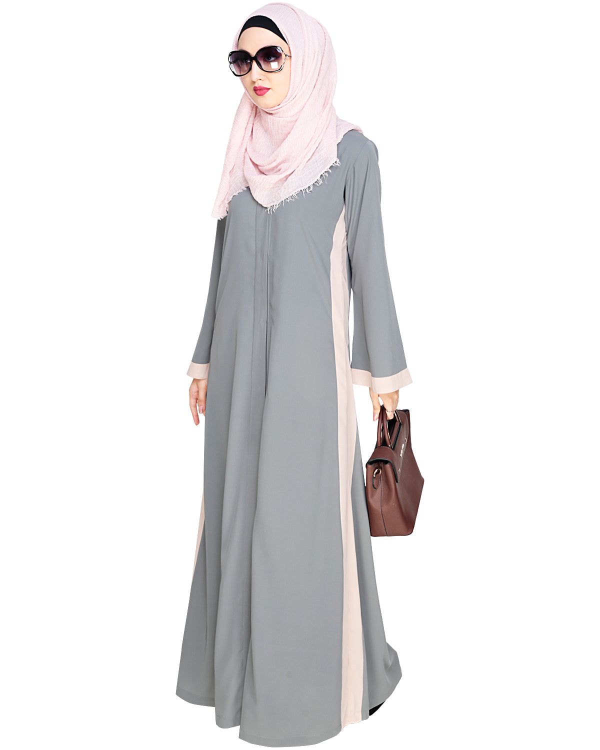 Side Panelled Abaya Brown