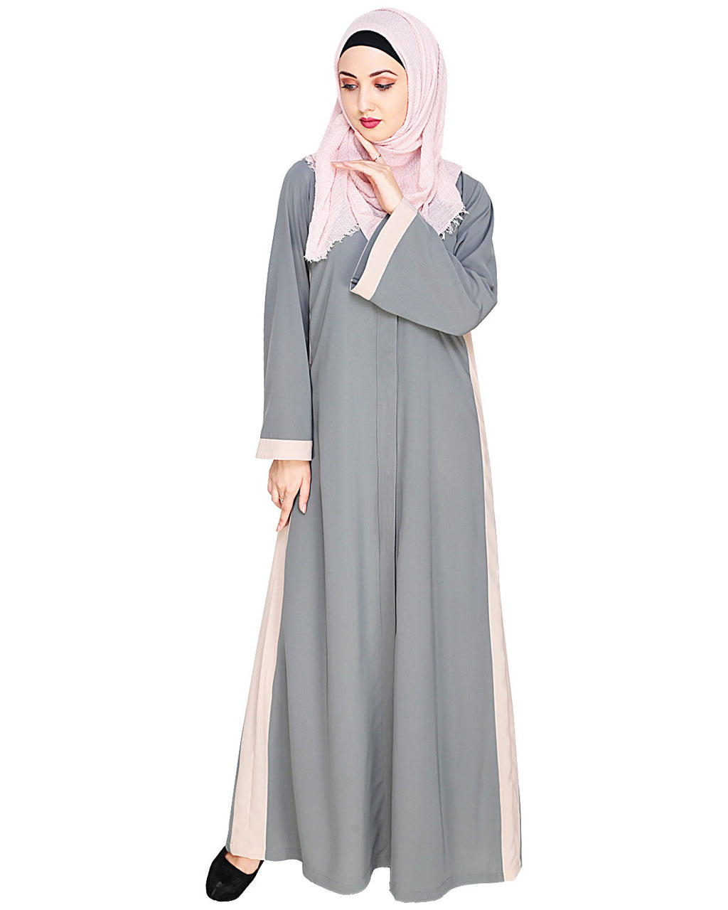 Side Panelled Abaya Grey