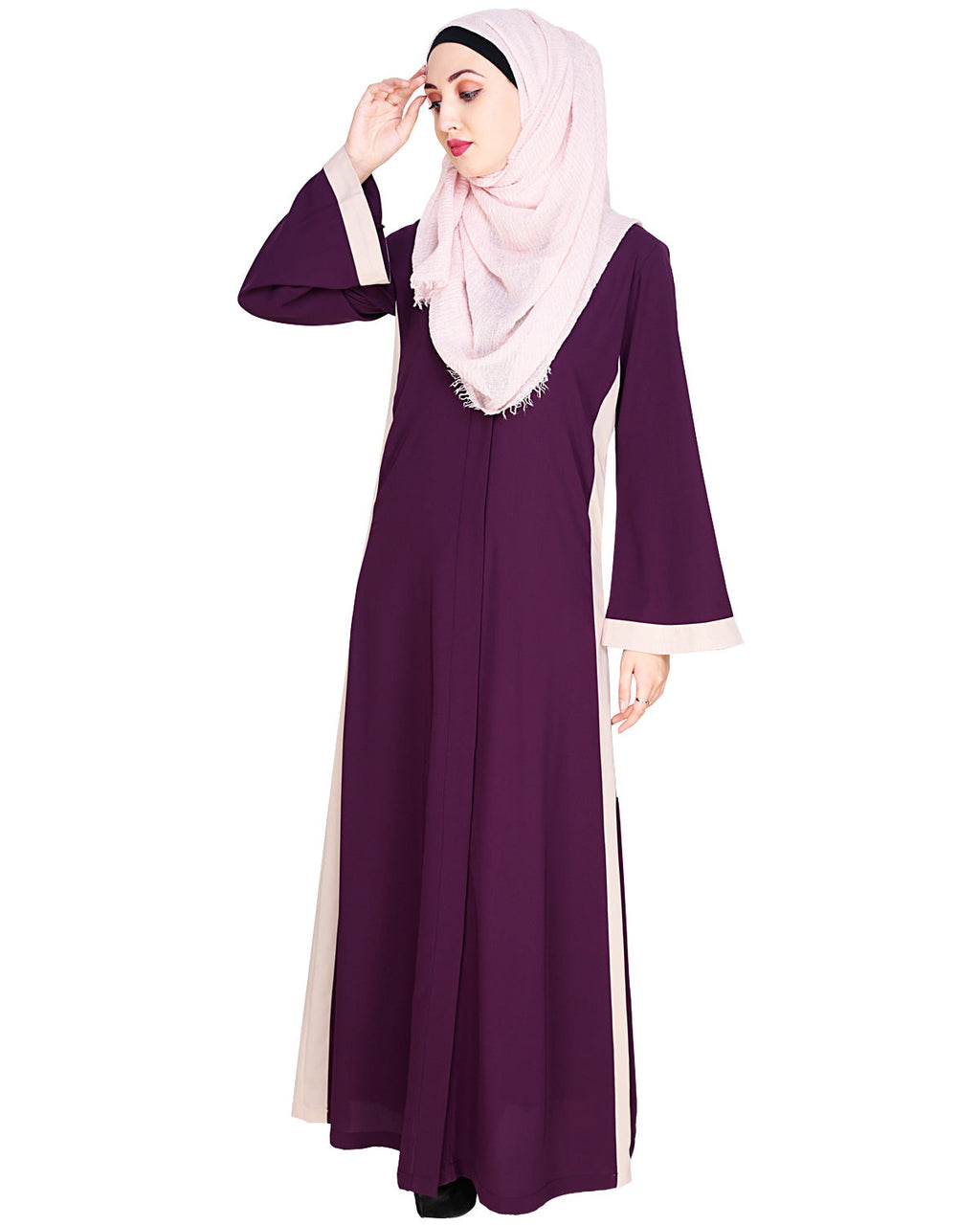 Side Panelled Abaya Grey