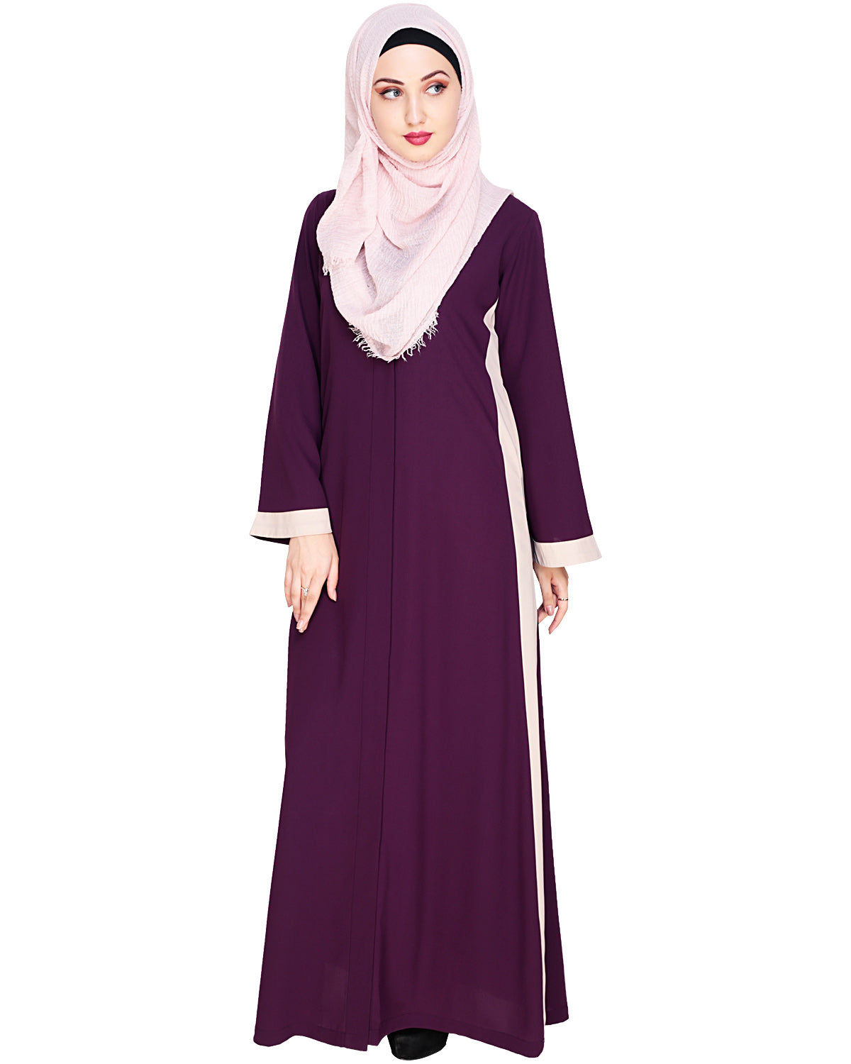 Side Panelled Abaya Purple