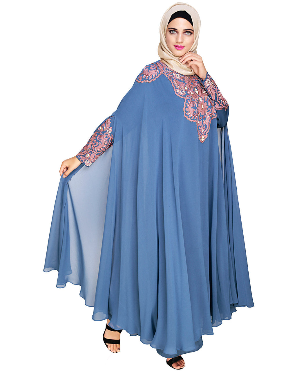Luxury Black Irani Kaftan DARK WINE