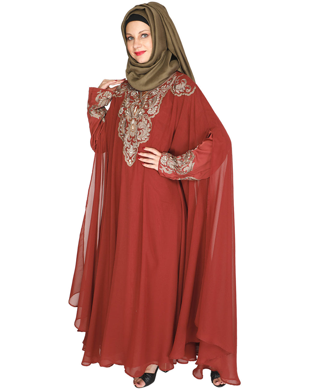 Luxury Black Irani Kaftan DARK WINE