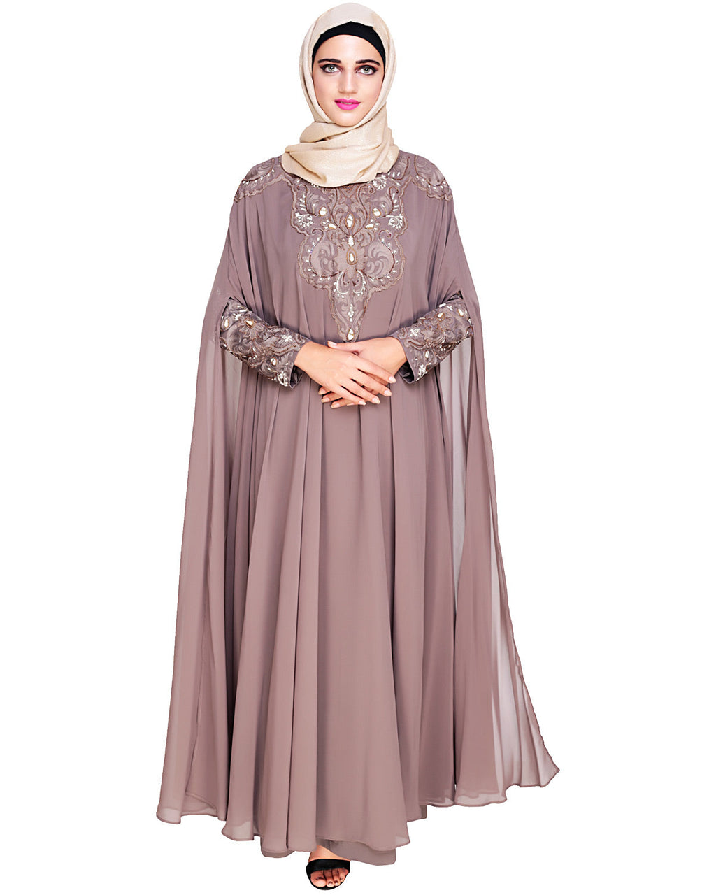 Luxury Black Irani Kaftan Purple