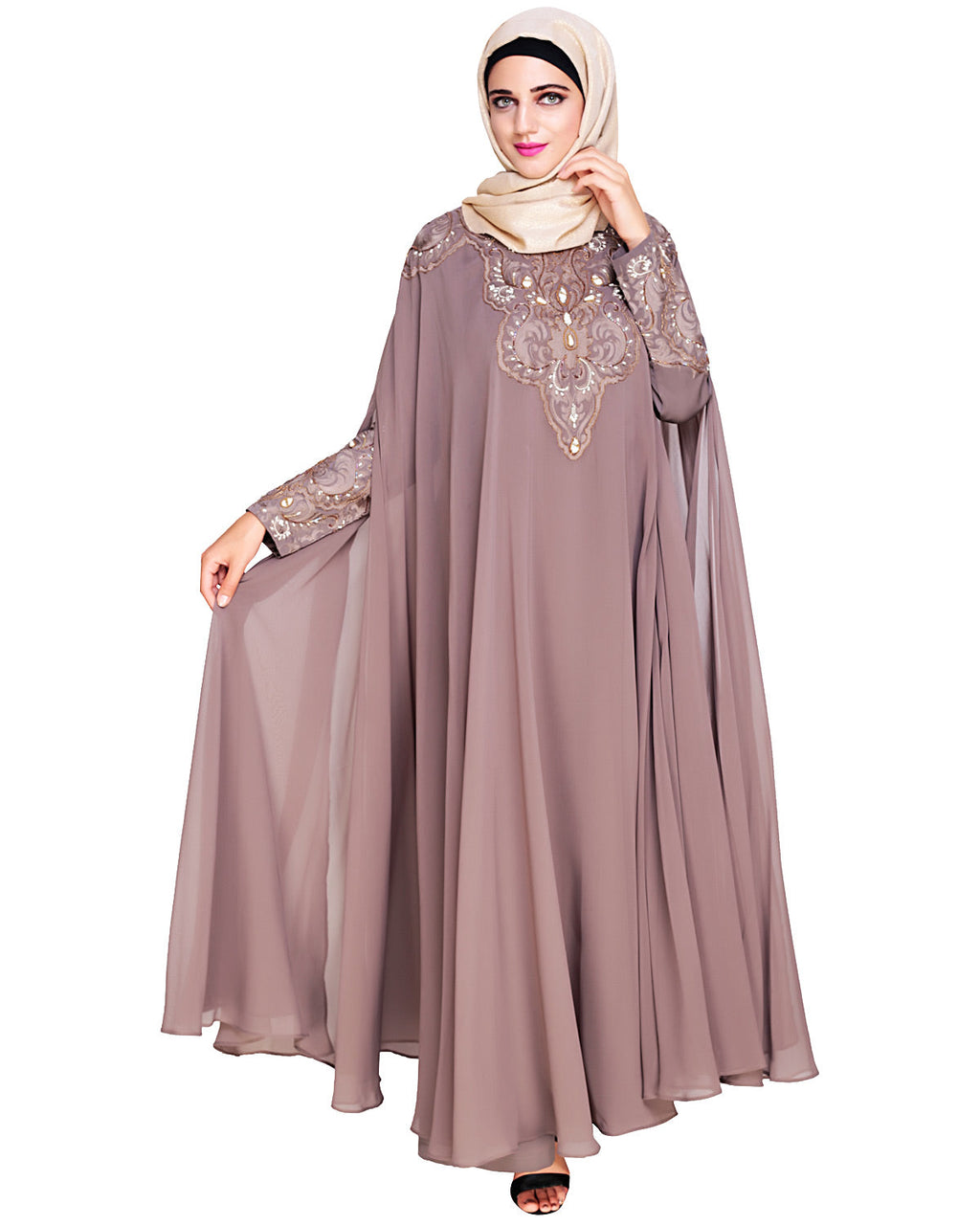 Luxury Black Irani Kaftan DARK WINE