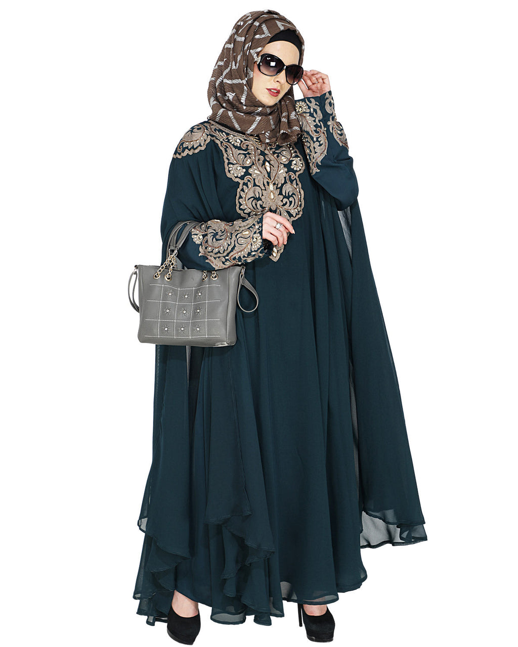Luxury Black Irani Kaftan Green