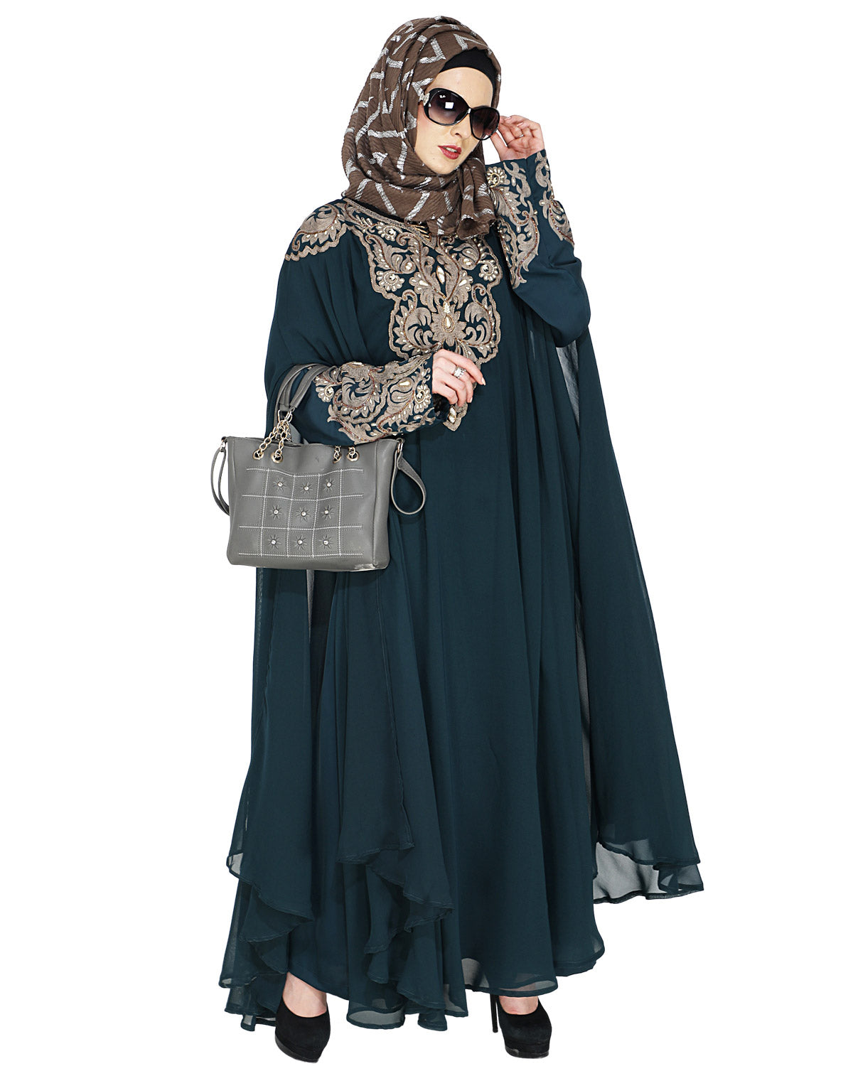 Luxury Black Irani Kaftan Green