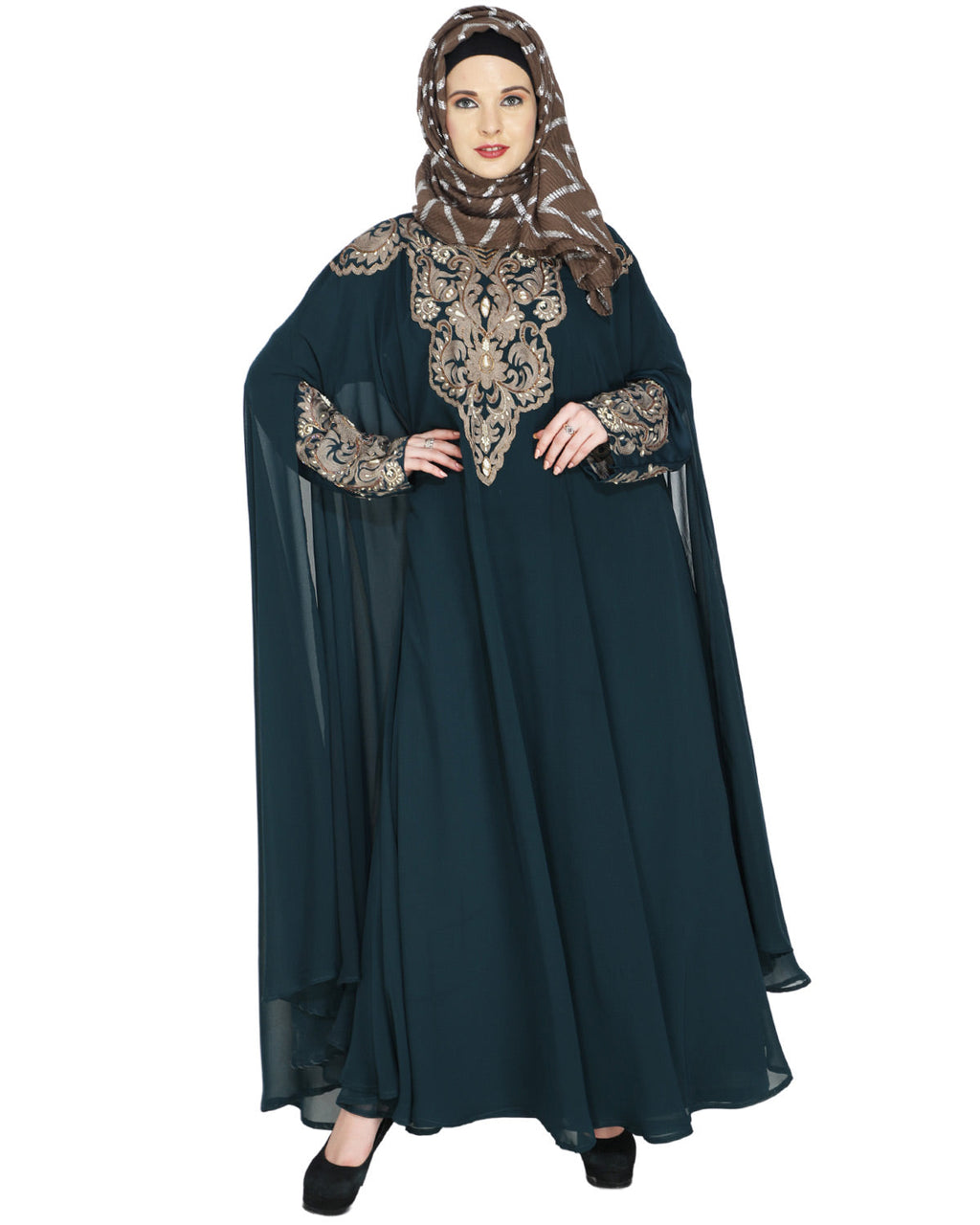 Luxury Black Irani Kaftan DARK WINE