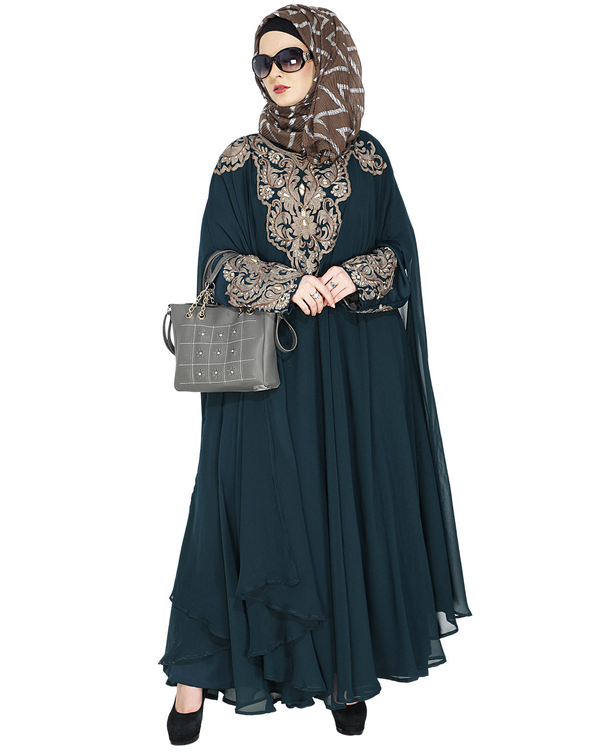 Luxury Black Irani Kaftan DARK WINE