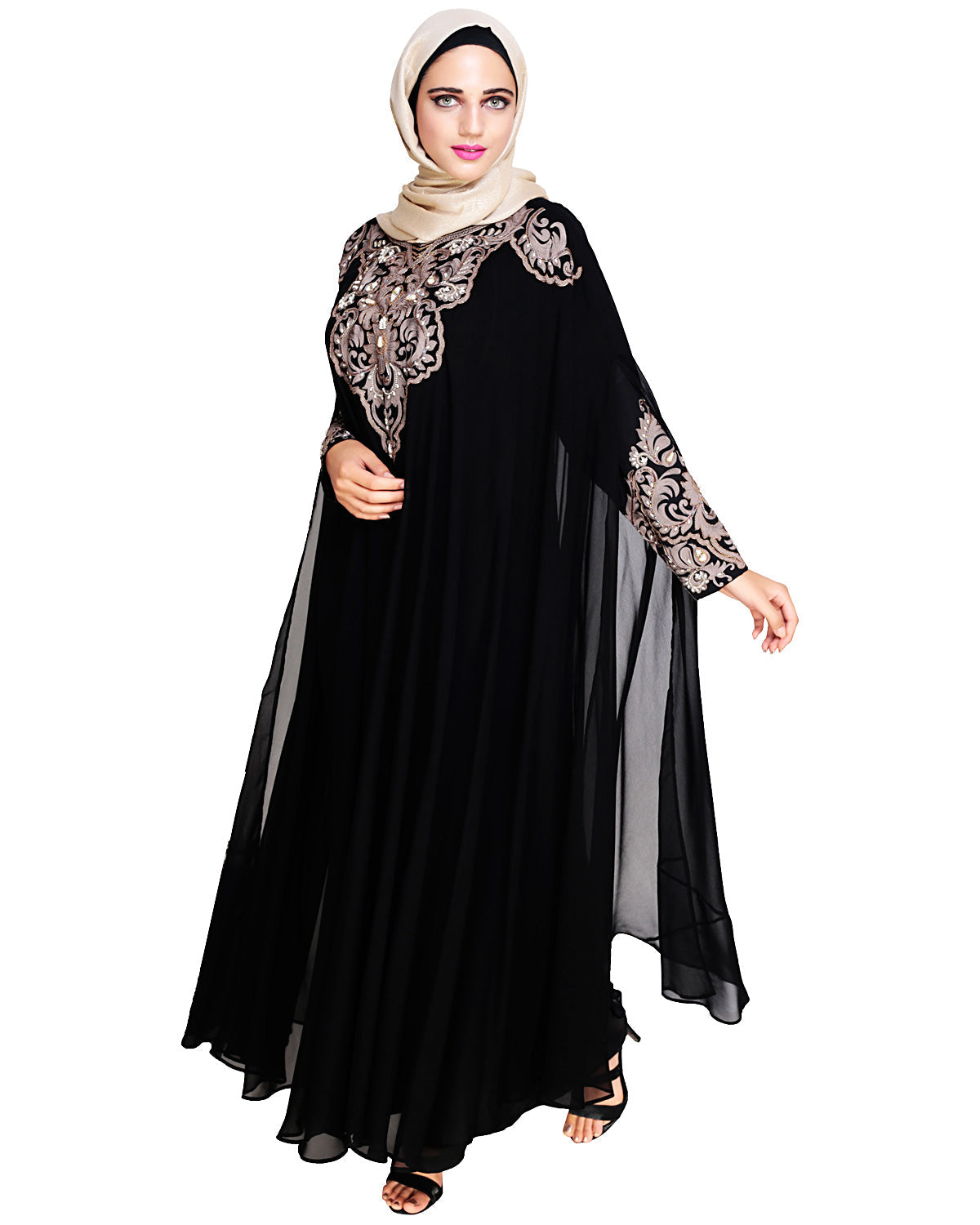 Luxury Black Irani Kaftan DARK WINE