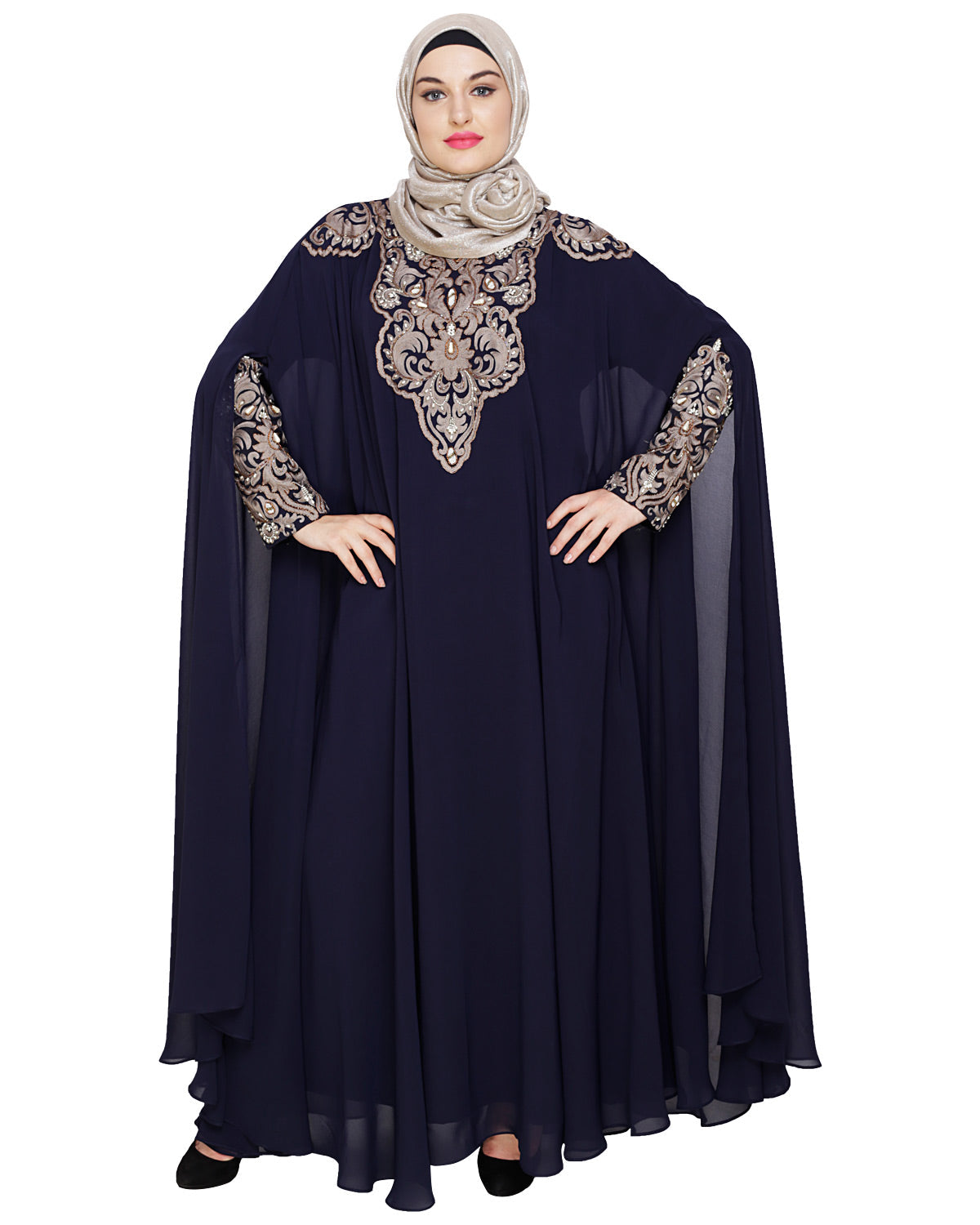 Luxury Black Irani Kaftan DARK WINE