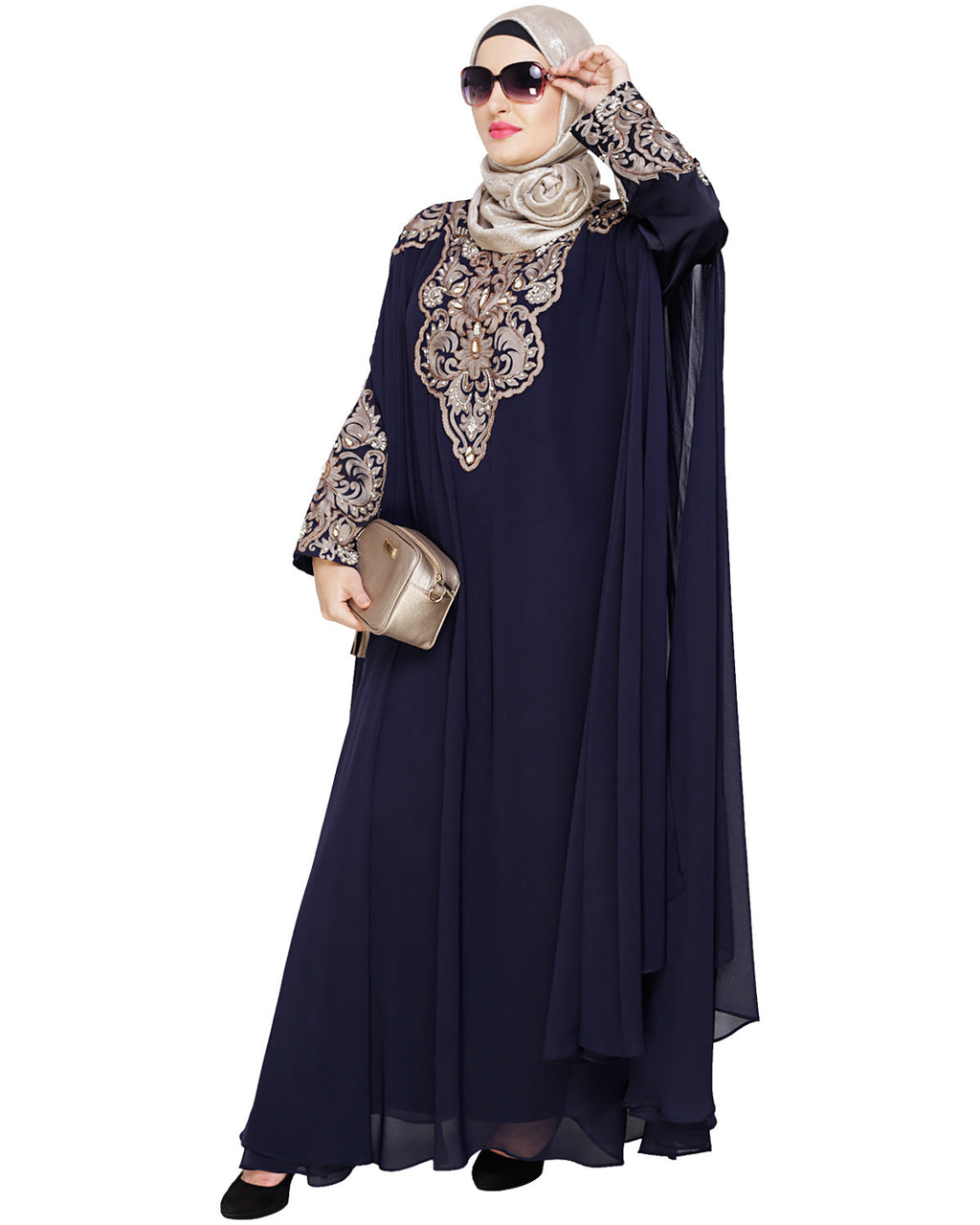 Luxury Black Irani Kaftan DARK WINE