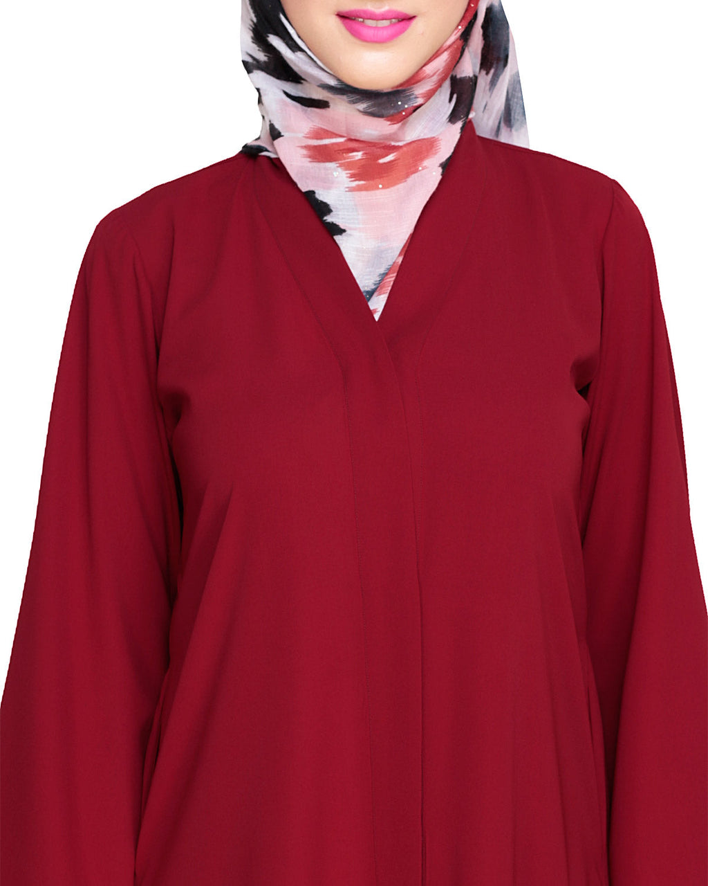 Criss Cross Detailing Abaya Wine