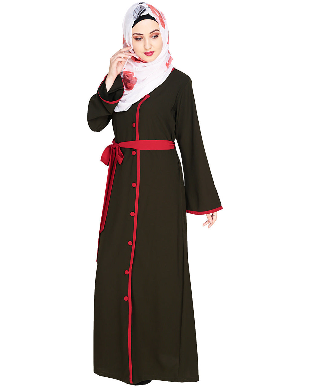 Vougish Angarkha Abaya Olive