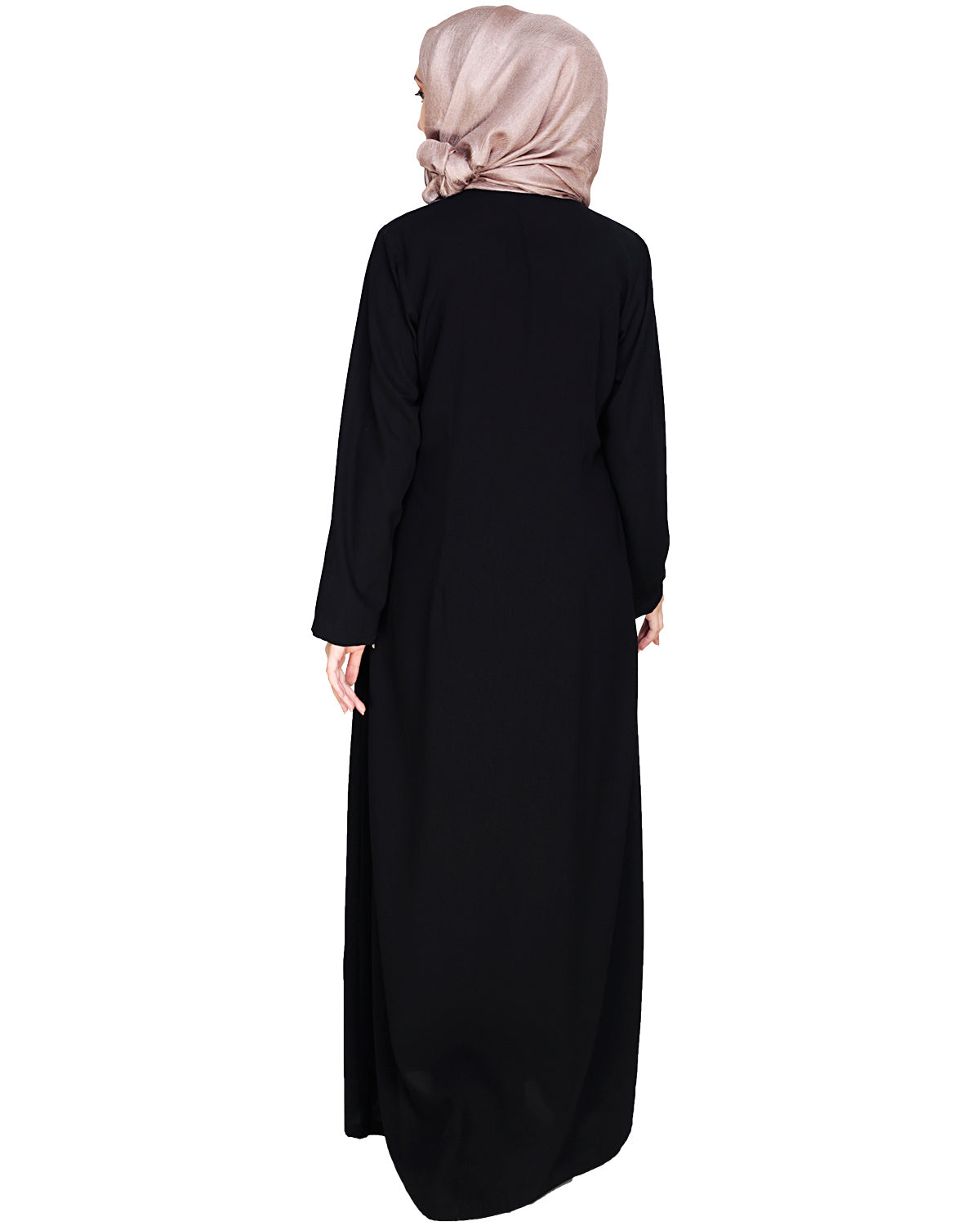 Metallic Zip Abaya Black