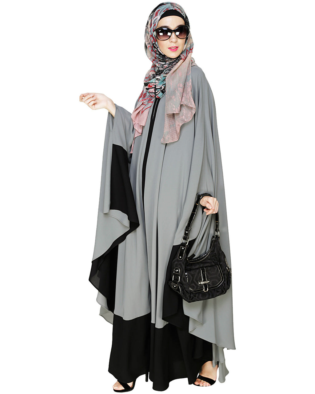 Colour Block Irani Kaftan Gray