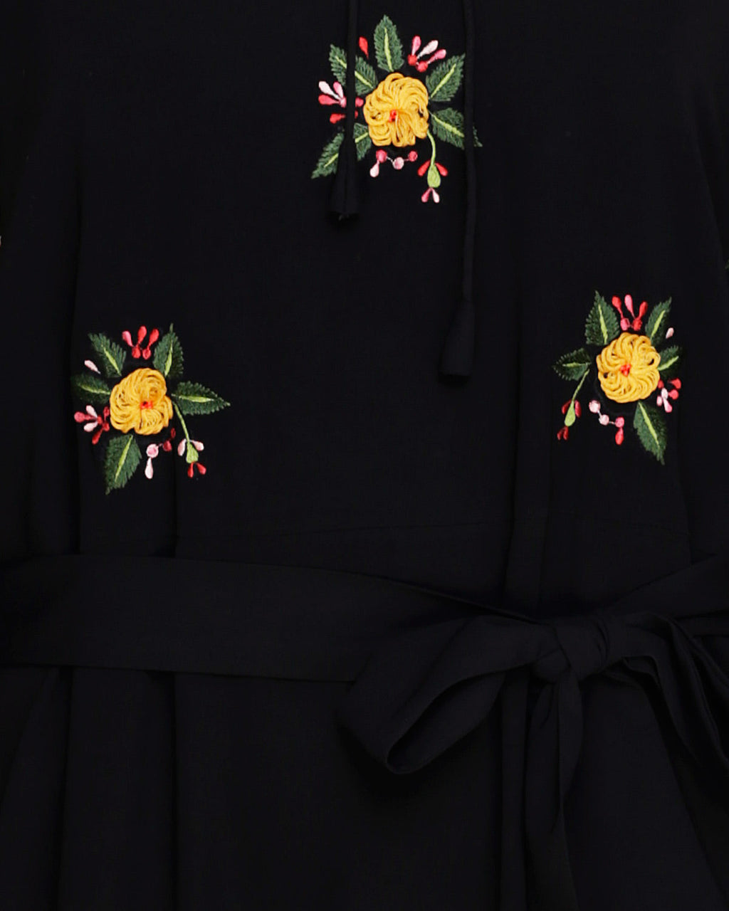 Dreamy Floral Embroiderd Abaya Black