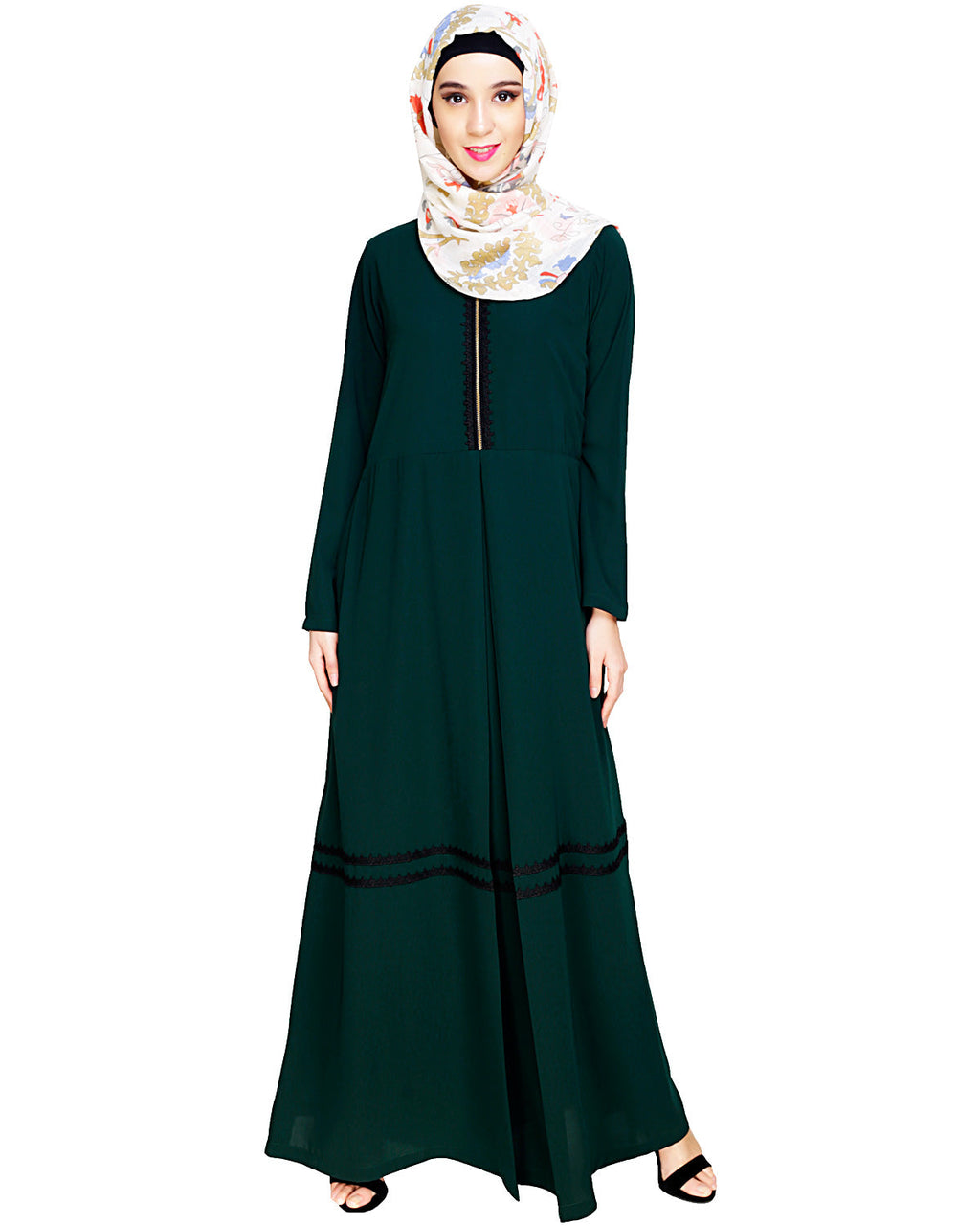 Graceful Lacy Abaya Green