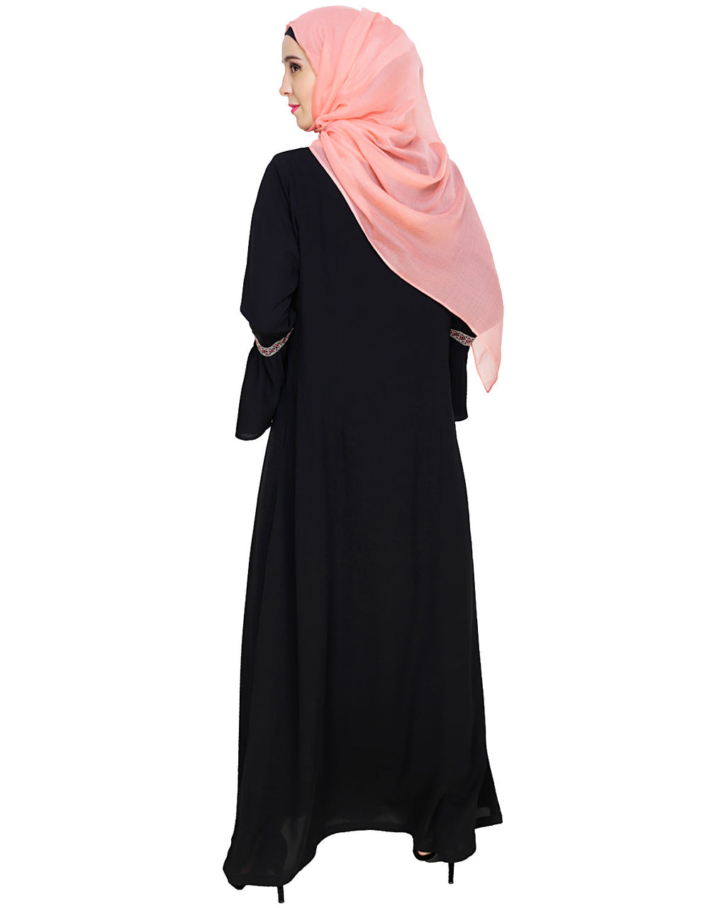 Boho Embroidered Abaya Grey