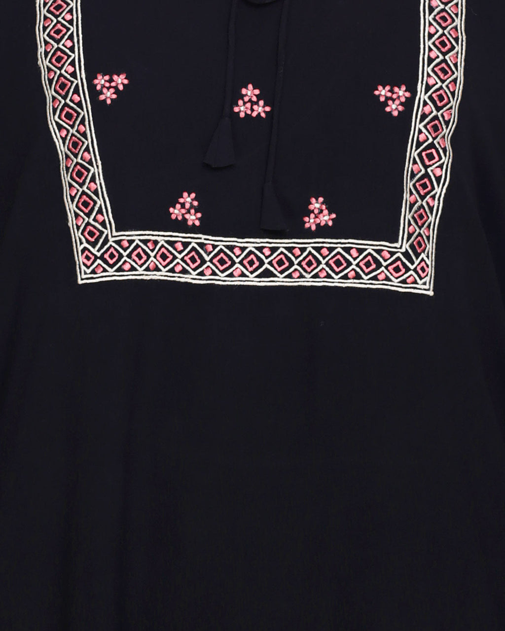 Boho Embroidered Abaya Black
