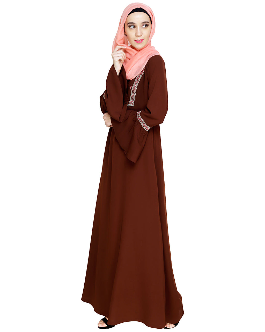Boho Embroidered Abaya Olive
