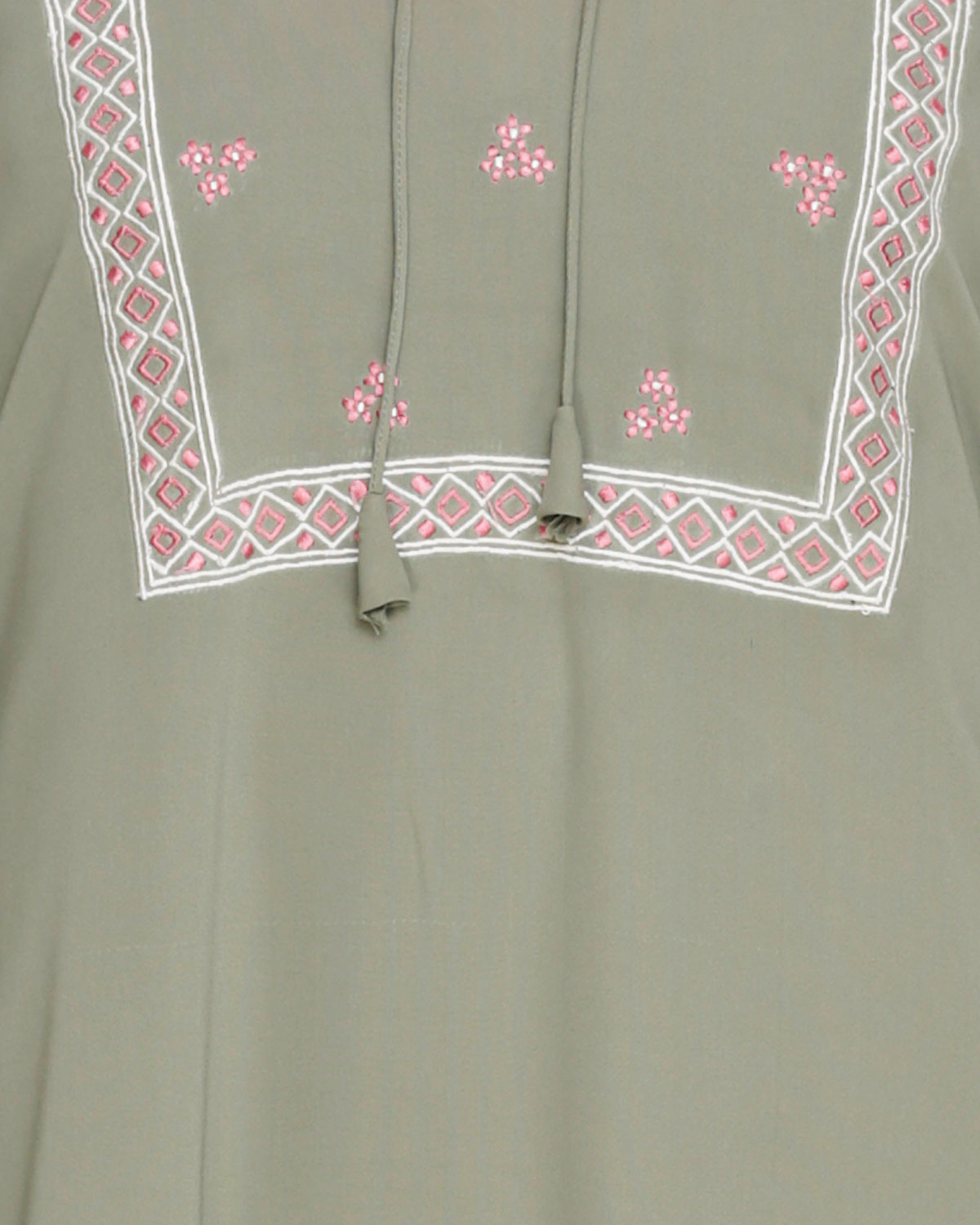Boho Embroidered Abaya Dead Mint