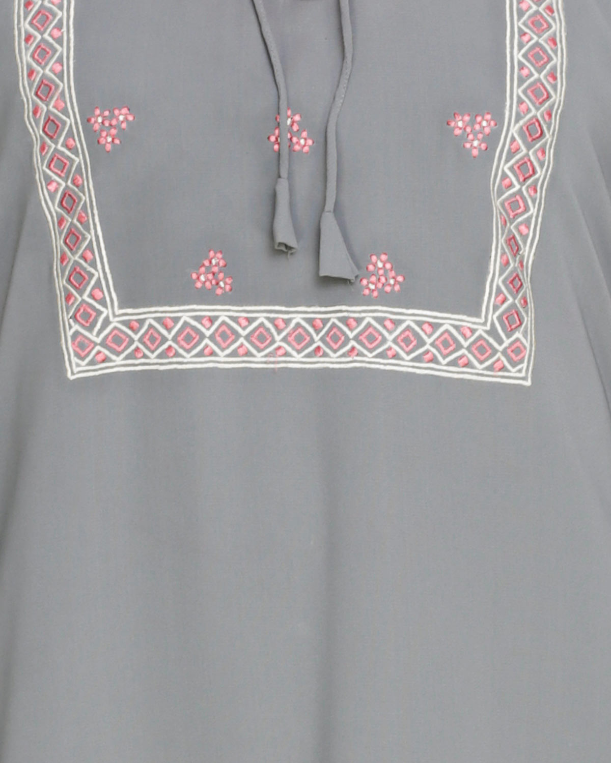 Boho Embroidered Abaya Grey