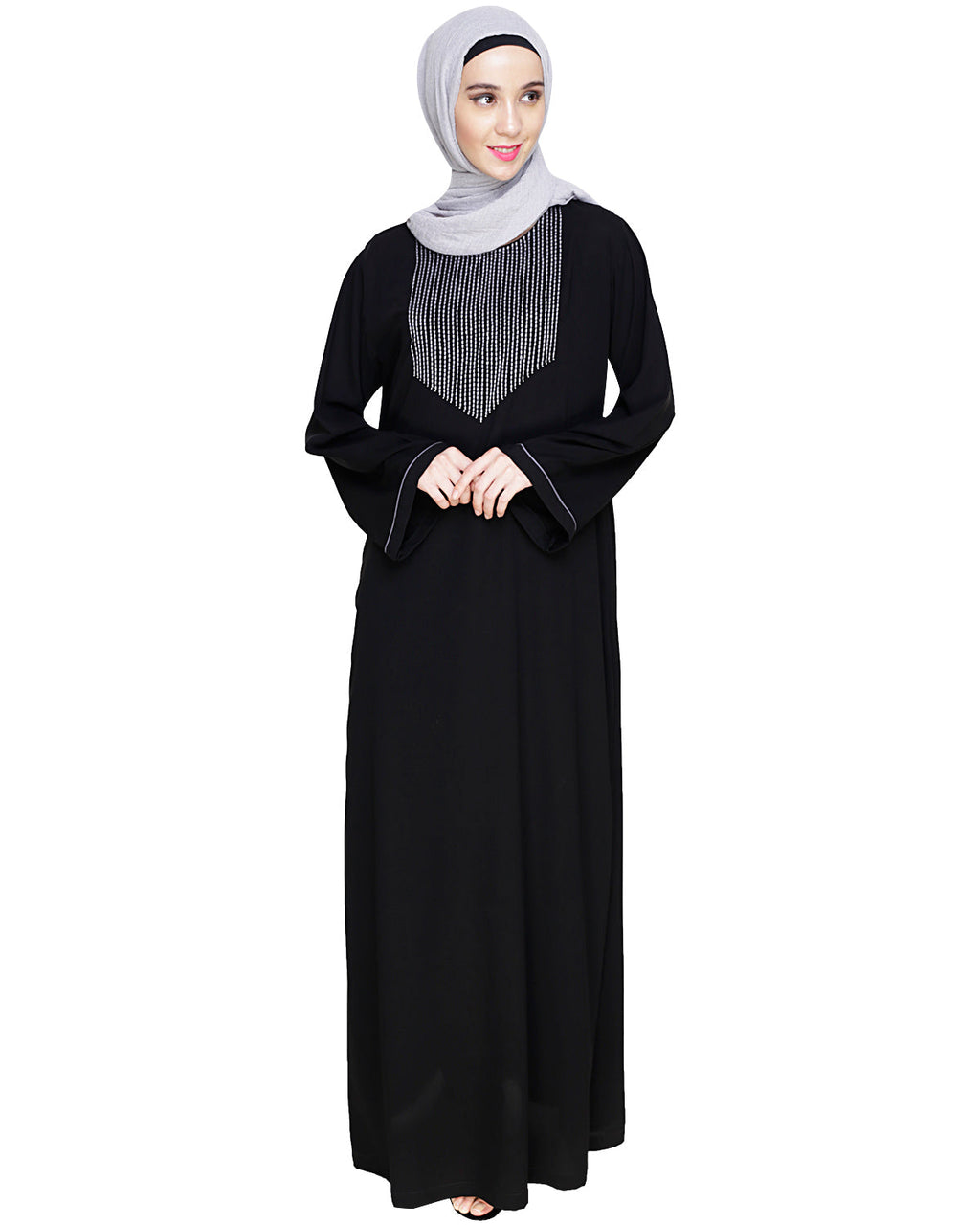 Whimsical Embroidered Dubai Style Abaya Black