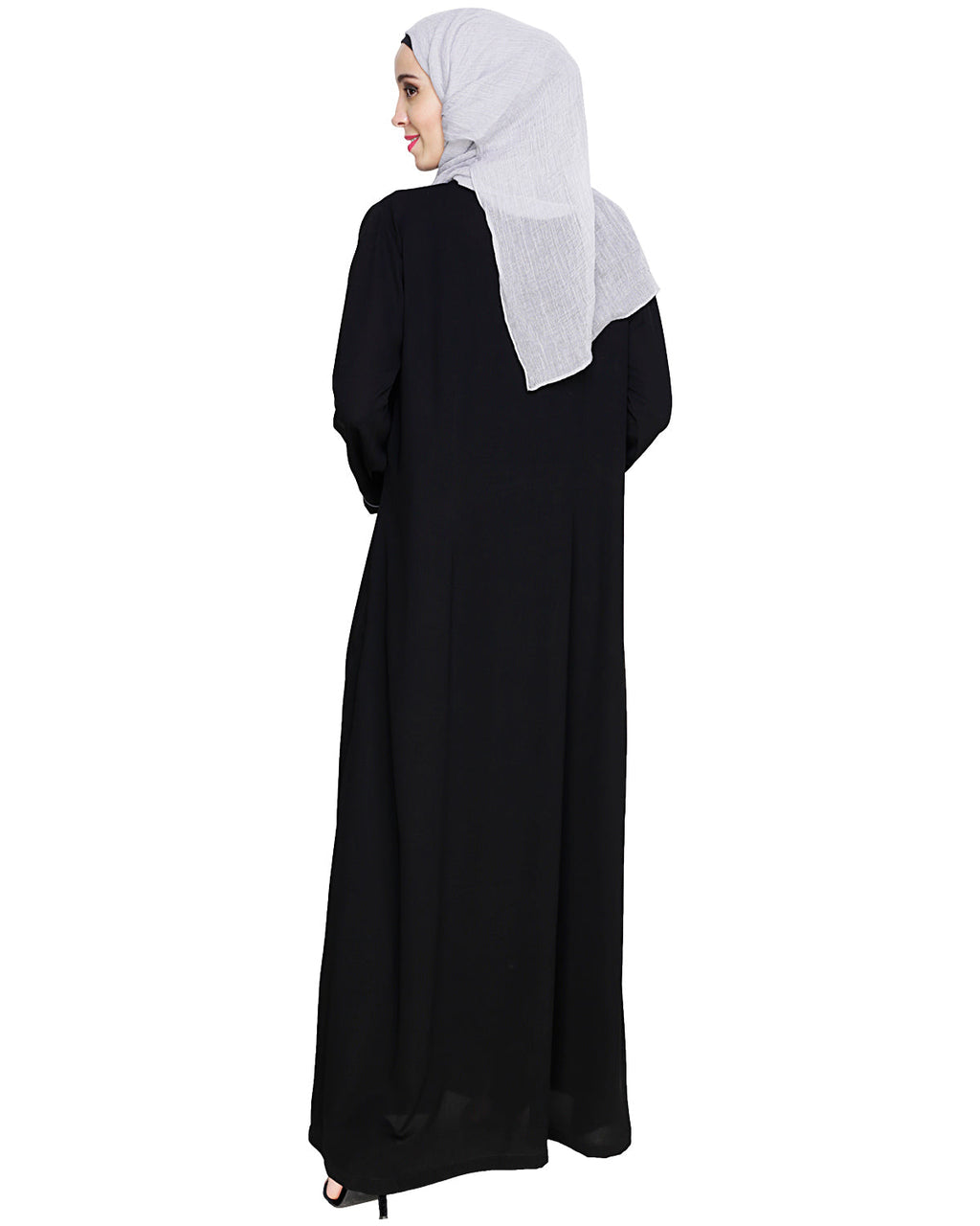 Whimsical Embroidered Dubai Style Abaya Black