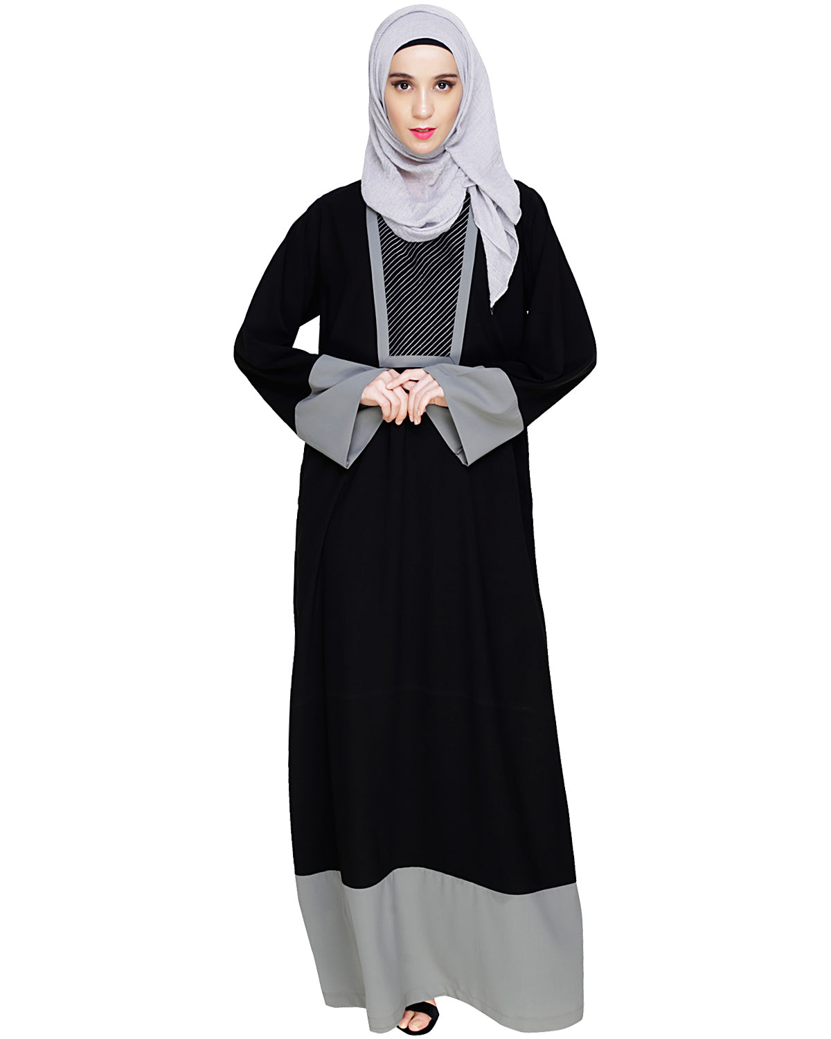 Embroidered Yoke Dubai Style Abaya Black