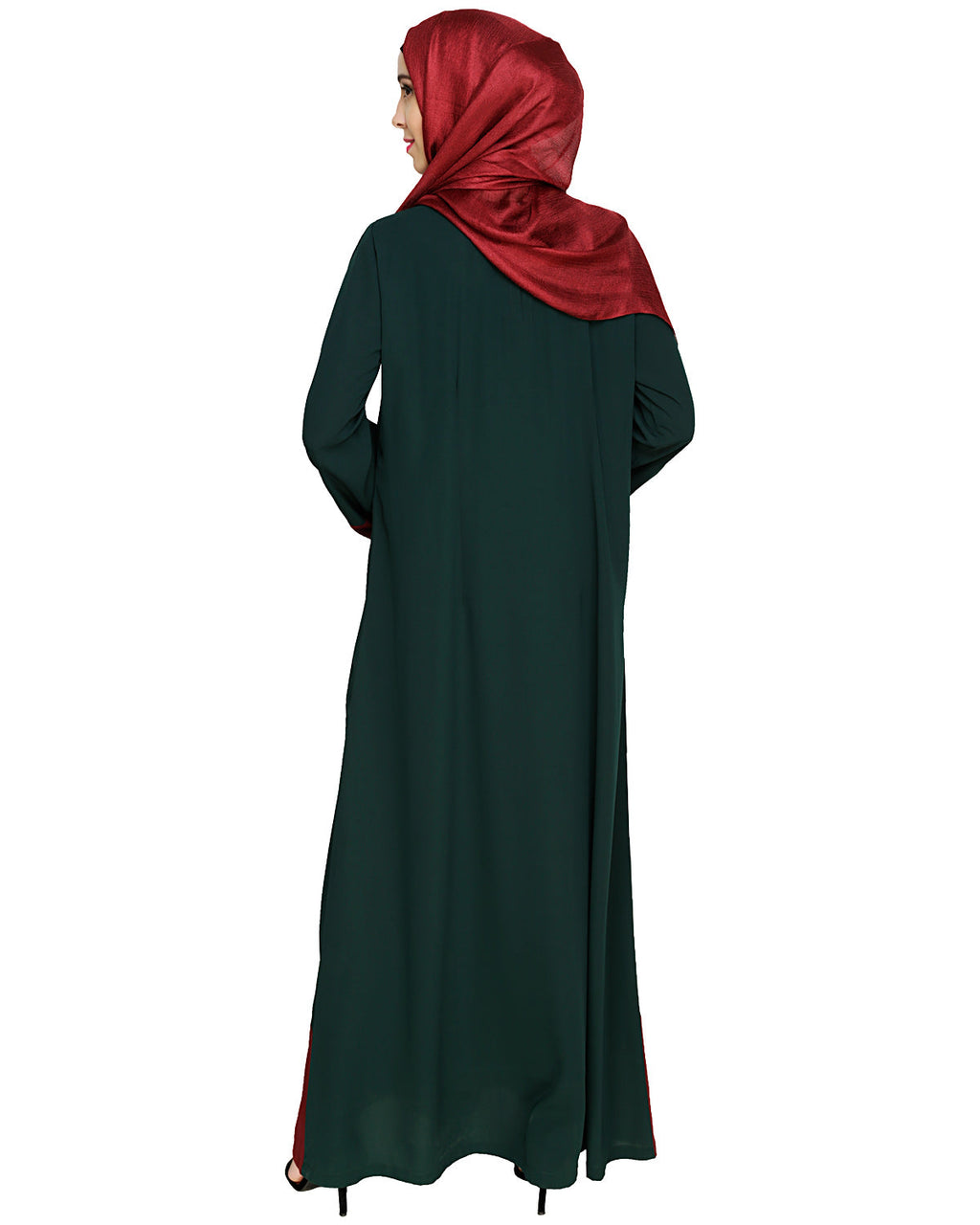 Embroidered Yoke Dubai Style Abaya Green